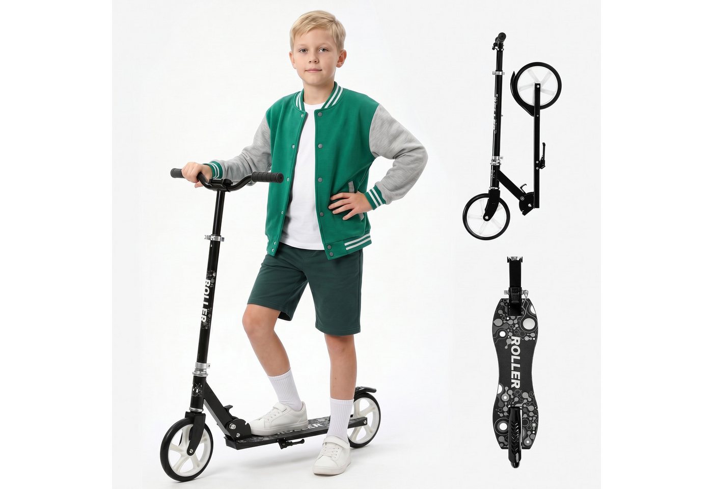 oyajia Cityroller Tretroller Kickroller Cityroller Kinderroller Erwachsene Scooter, Faltbar Tret-Roller höhenverstellbarer Cityroller