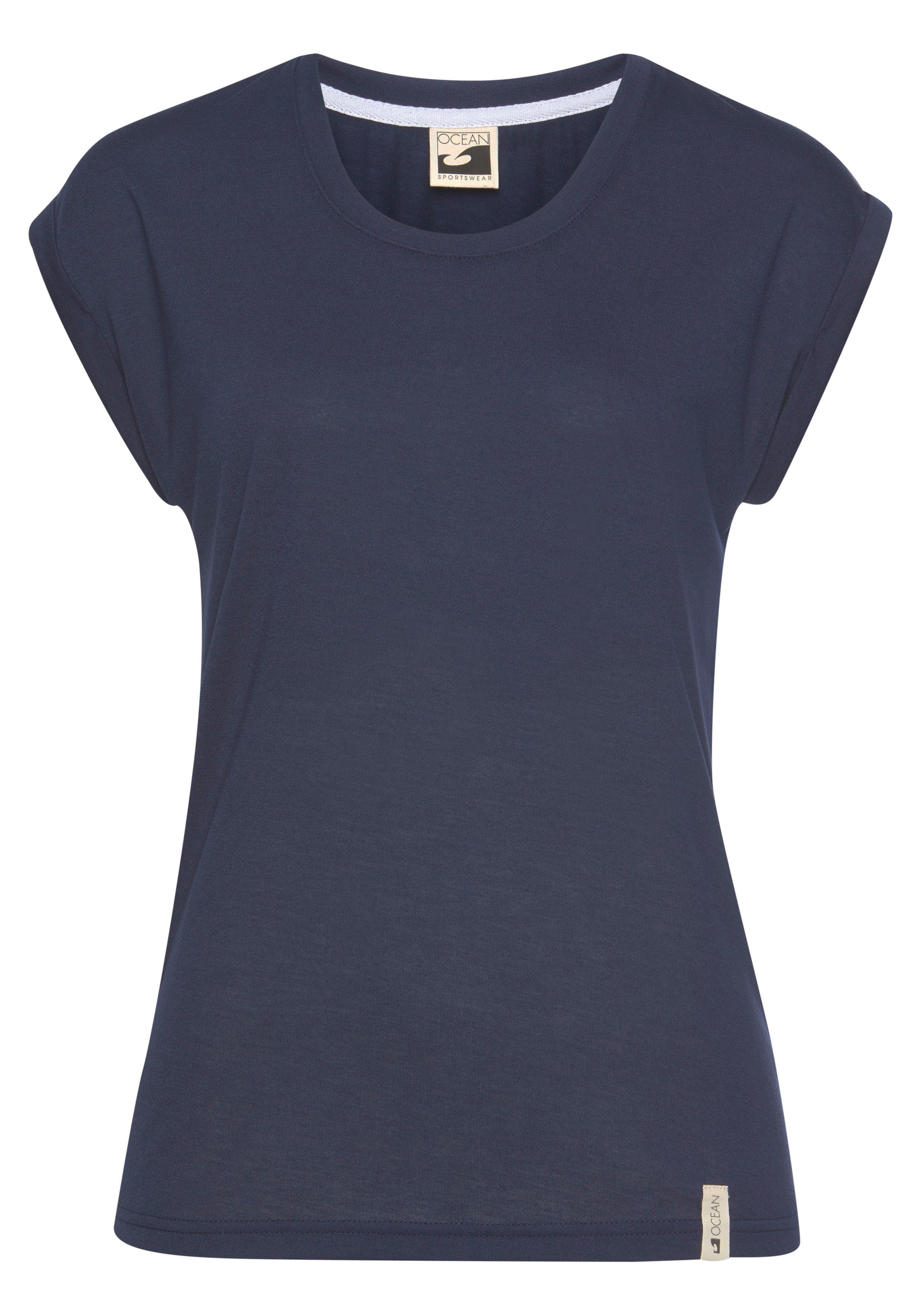 in 2er-Pack) T-Shirt Navy Ocean weiß Sportswear Viskose-Qualität (Packung,