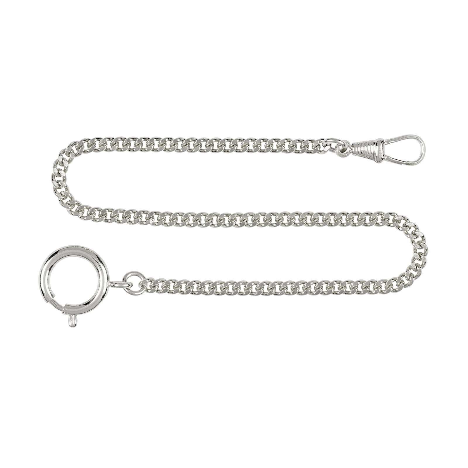 Hermann Jäckle Taschenuhrenkette 3002CH – Flachpanzer, vernickelt, Made in Germany