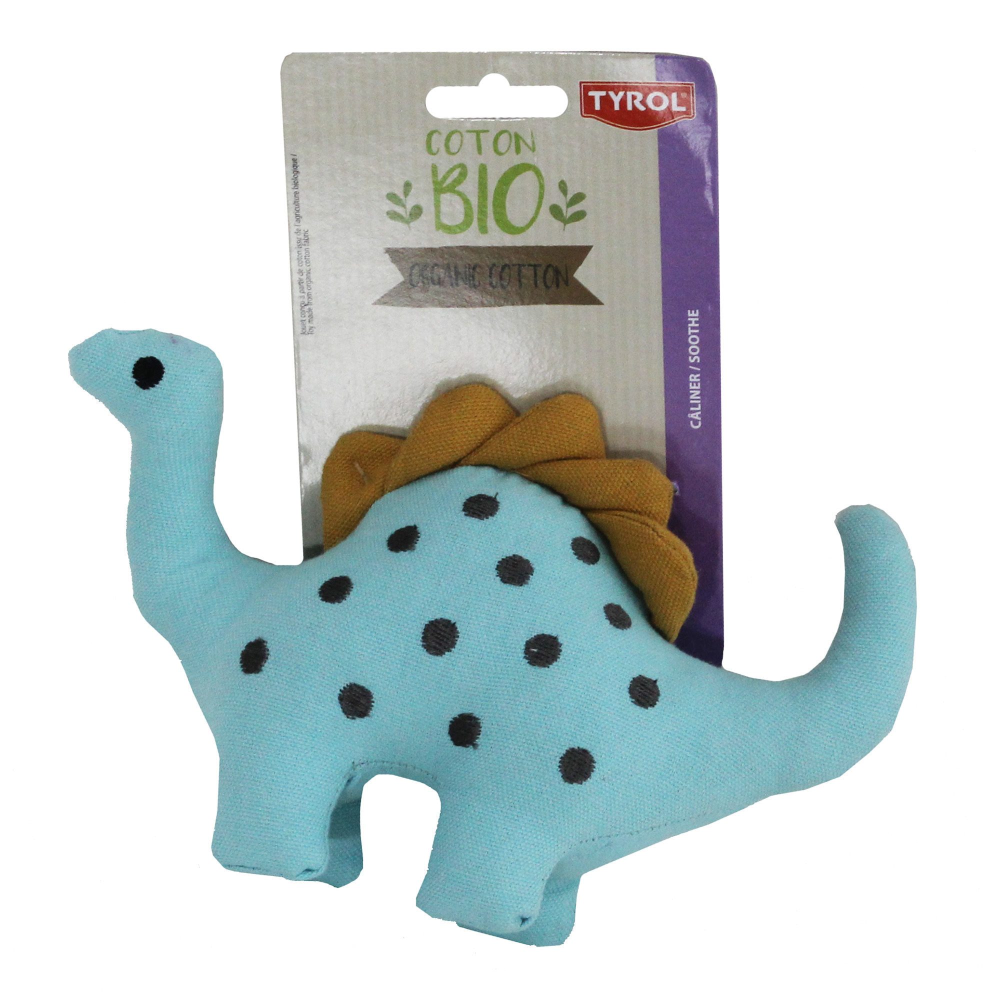Tyrol Tierquietschie TYROL Hundespielzeug, Dino mit Quietscher aus Bio-Baumwolle