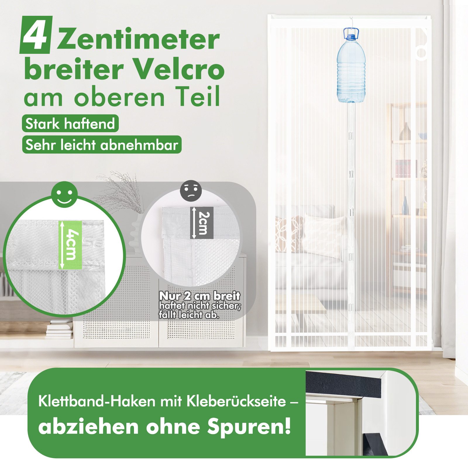 Sekey Insektenschutz-Tür Magnetisches Insektenschutznetz für Türen, zuschneidbar, einfache Montage ohne Bohren, für Balkon & Terrasse