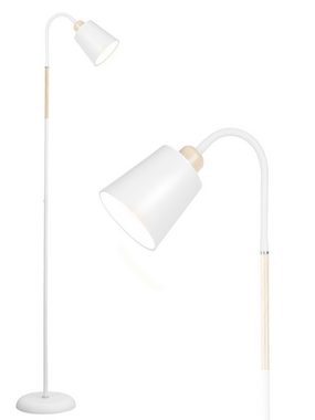 ANTEN LED Stehlampe Weiß Metall Stehleuchte 360° Schwenkbare Leselampe 159cm Höhe, für Wohnzimmer Schlafzimmer
