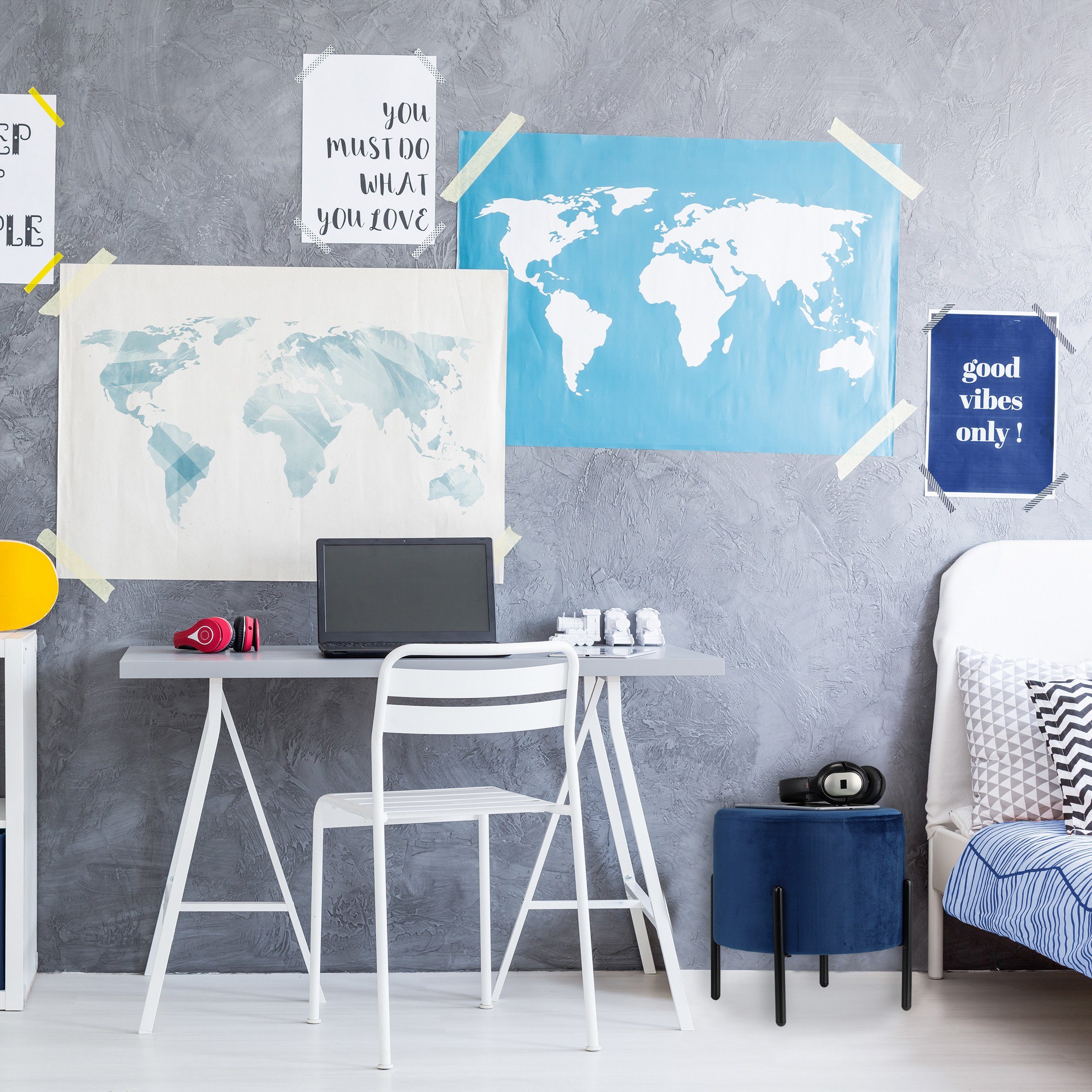 relaxdays Polsterhocker Blauer Samthocker günstig online kaufen