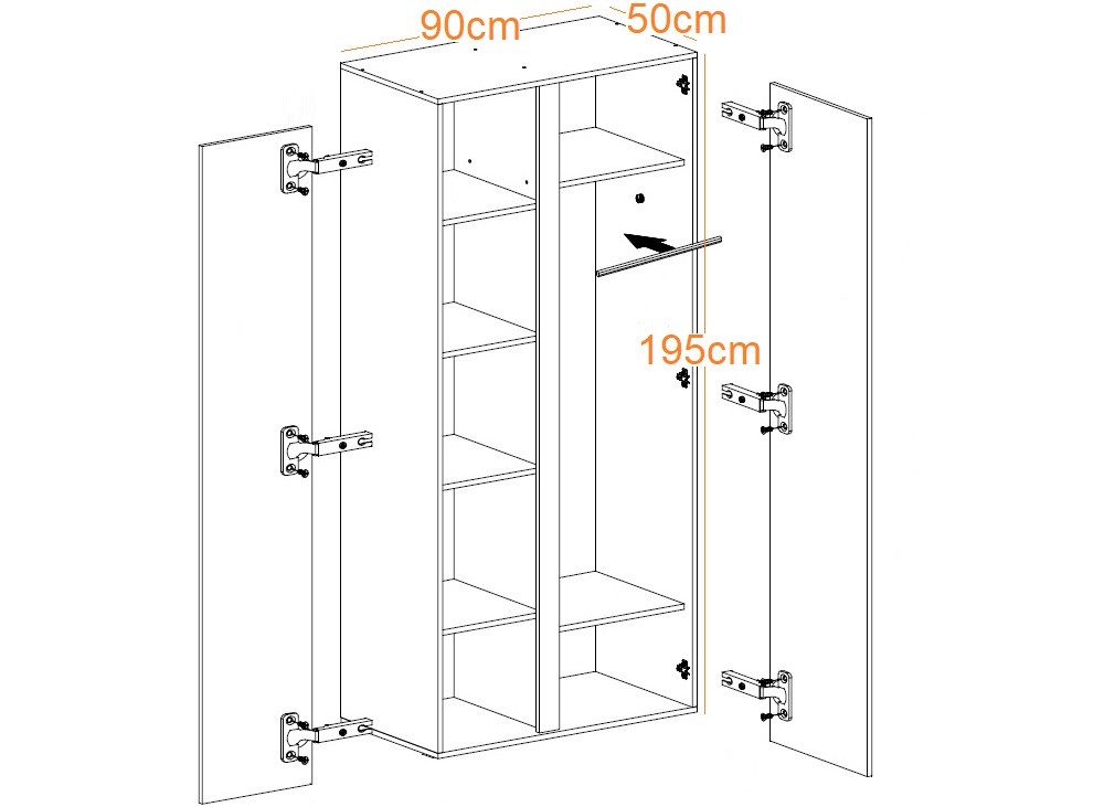 Marmex Möbel Kleiderschrank LUCA LC3 Schrank 2 Türiger Drehtürenschrank günstig online kaufen