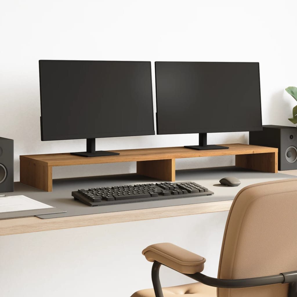vidaXL Monitor-Halterung 100 x 27 x 10 cm Monitorständer Artisan-Eiche 100x27x10 cm Spanplatte, (2-tlg)