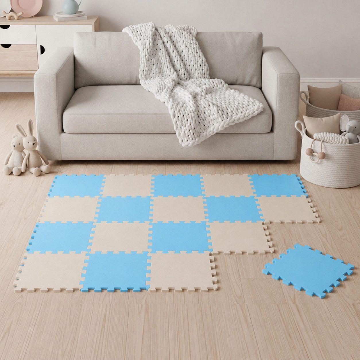 LittleTom Puzzlematte ab dem 1. Tag - 18 Teile Baby Spielmatte - 30 x 30 Kinder Krabbelmatte, (18-tlg), Spielunterlage für Babys und Kleinkinder - Kinderzimmer Puzzleteppich