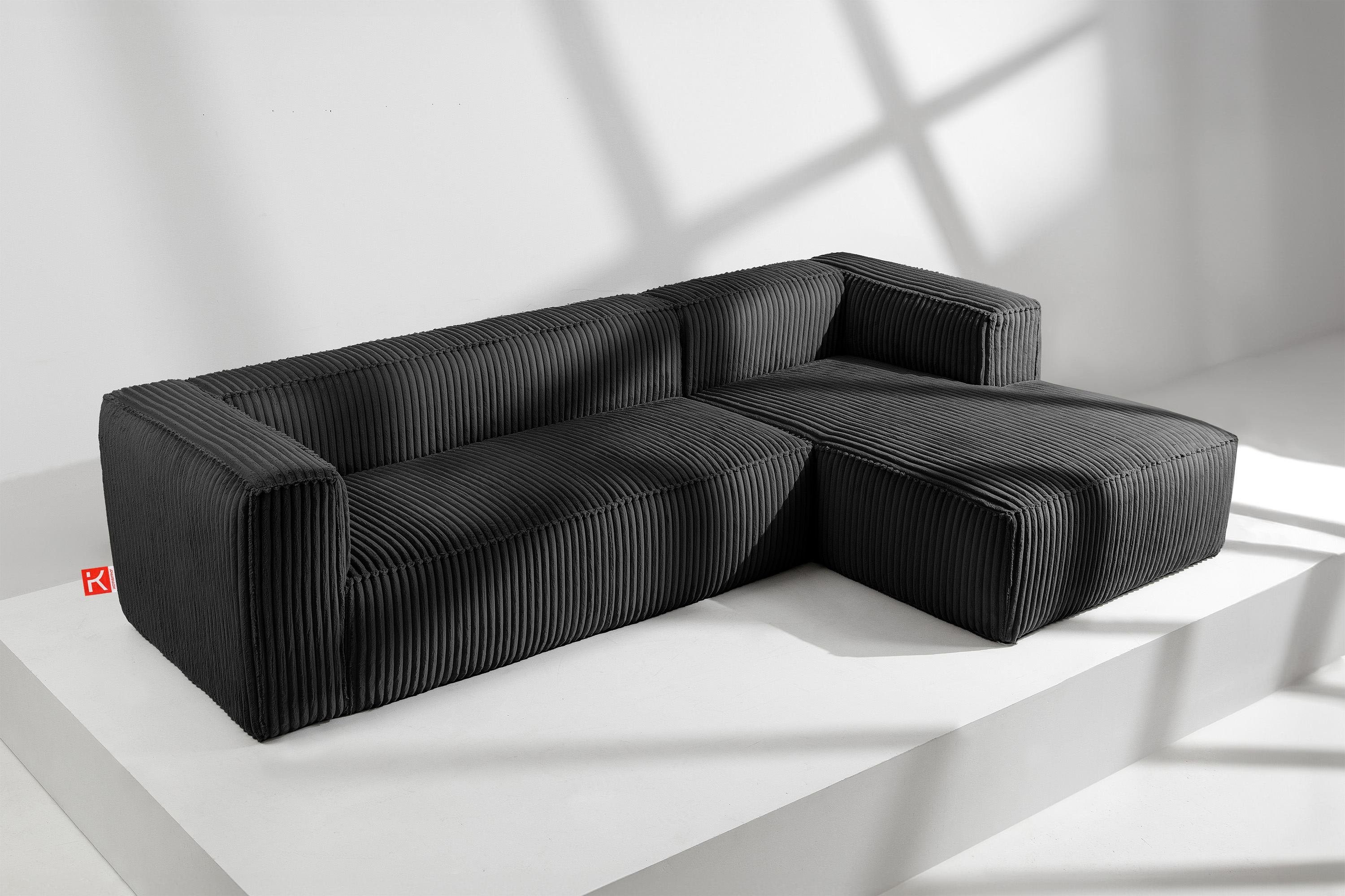 KONSIMO® Ecksofa Rechts Ecksofa FEROX, hergestellt in der EU,aus breitem Cordstoff,Modern
