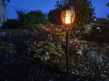 HEITRONIC LED Gartenleuchte Flame, Ein-/Ausschalter, LED fest integriert, Warmweiß, Solarlampe, Dekolampe, mit Flackereffekt