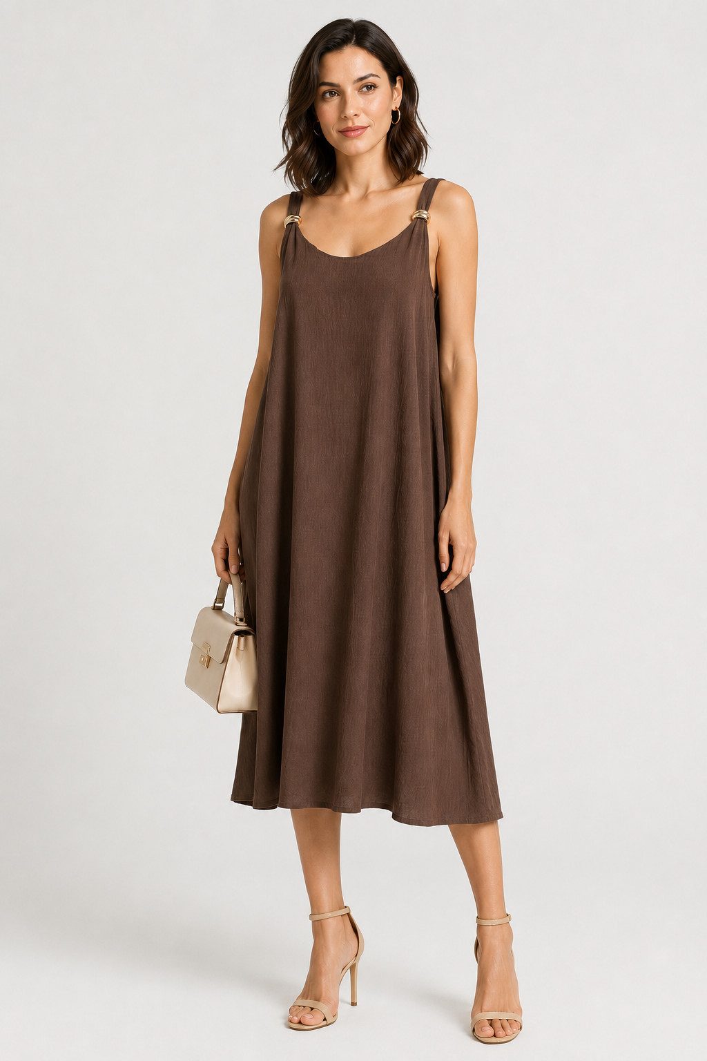 ITALY VIBES Sommerkleid - luftiges A-Linien Kleid mit Deko-Schließen - Damen Kleid ONE SIZE - passend für Größen M bis XL