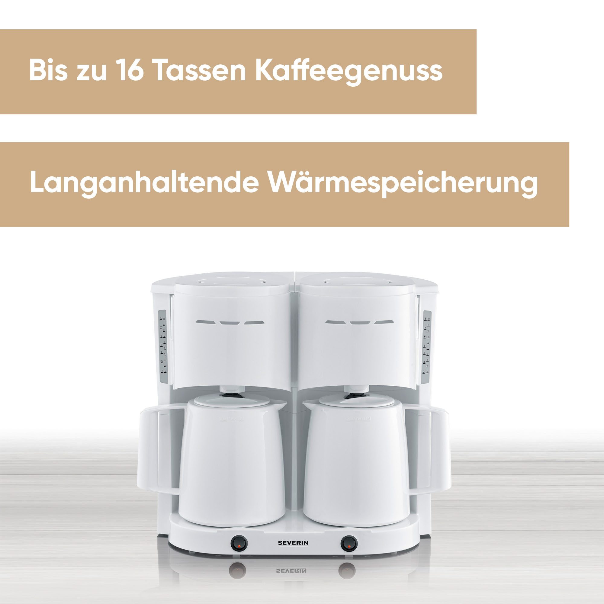 Severin Filterkaffeemaschine KA 9314 Duo-Filterkaffeemaschine mit 2 Thermokannen, 1l Kaffeekanne, Papierfilter 1x4