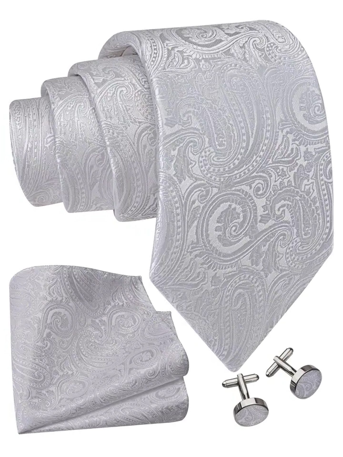 Moschen-Bayern Krawatte Seidenkrawatte Trachtenkrawatte Krawatte Herrenkrawatte Seide Krawatten-Set - Krawatte + Einstecktuch + Manschettenknöpfe