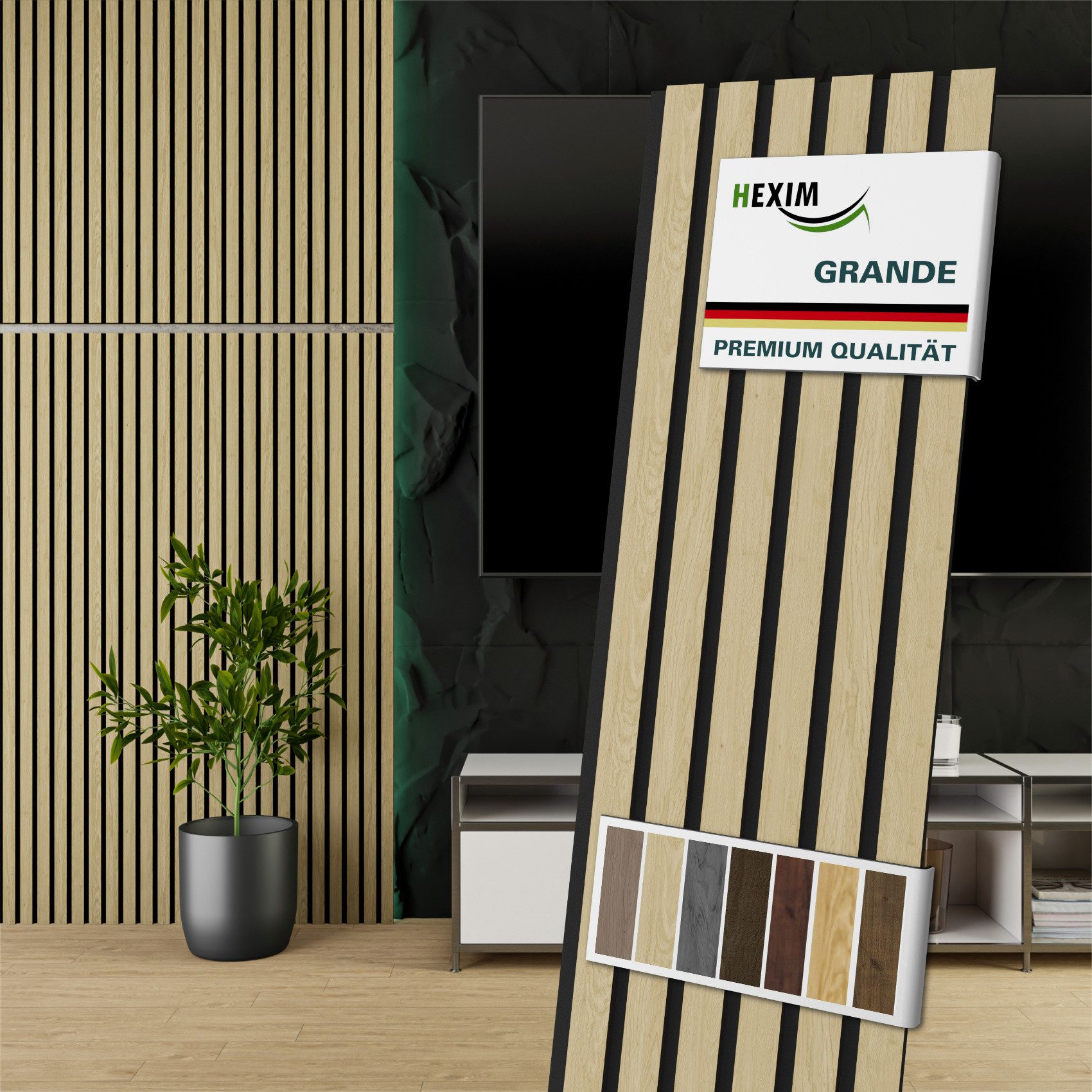 Hexim Wandpaneel, (Akustikpaneele Holz 140x30cm Grande günstig online kaufen
