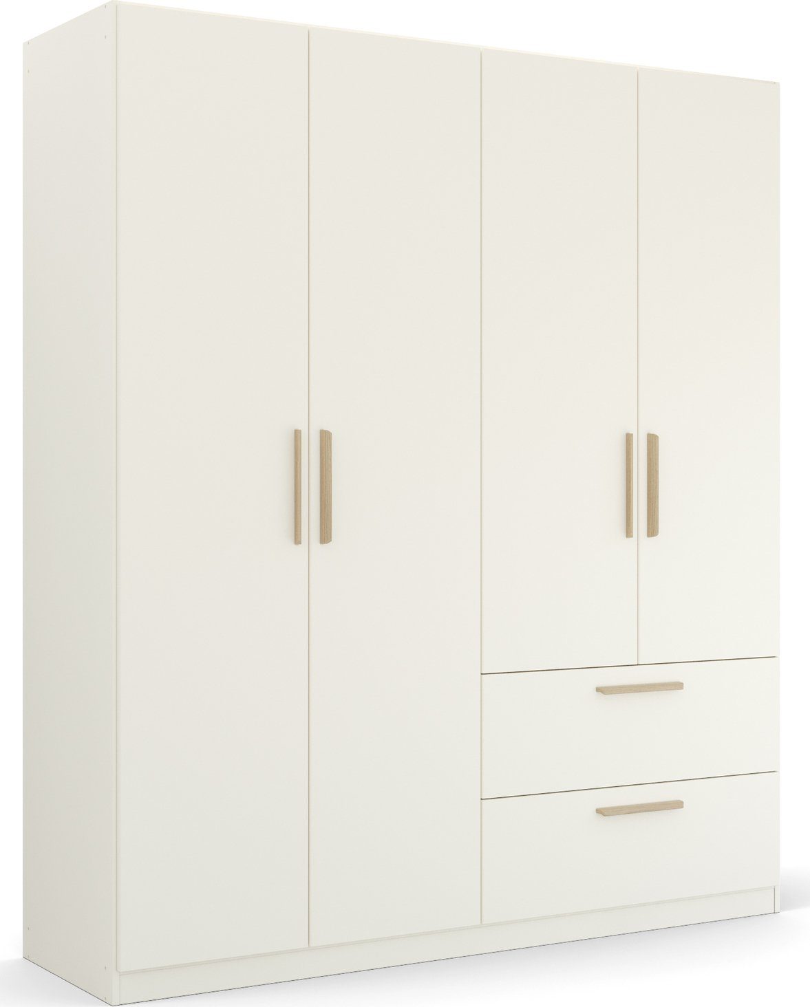rauch Kleiderschrank Skandi by Quadra Spin Schlafzimmerschrank im Landhaus-Stil mit Massivholzgriffen aus Wildeiche, mit Schubladen