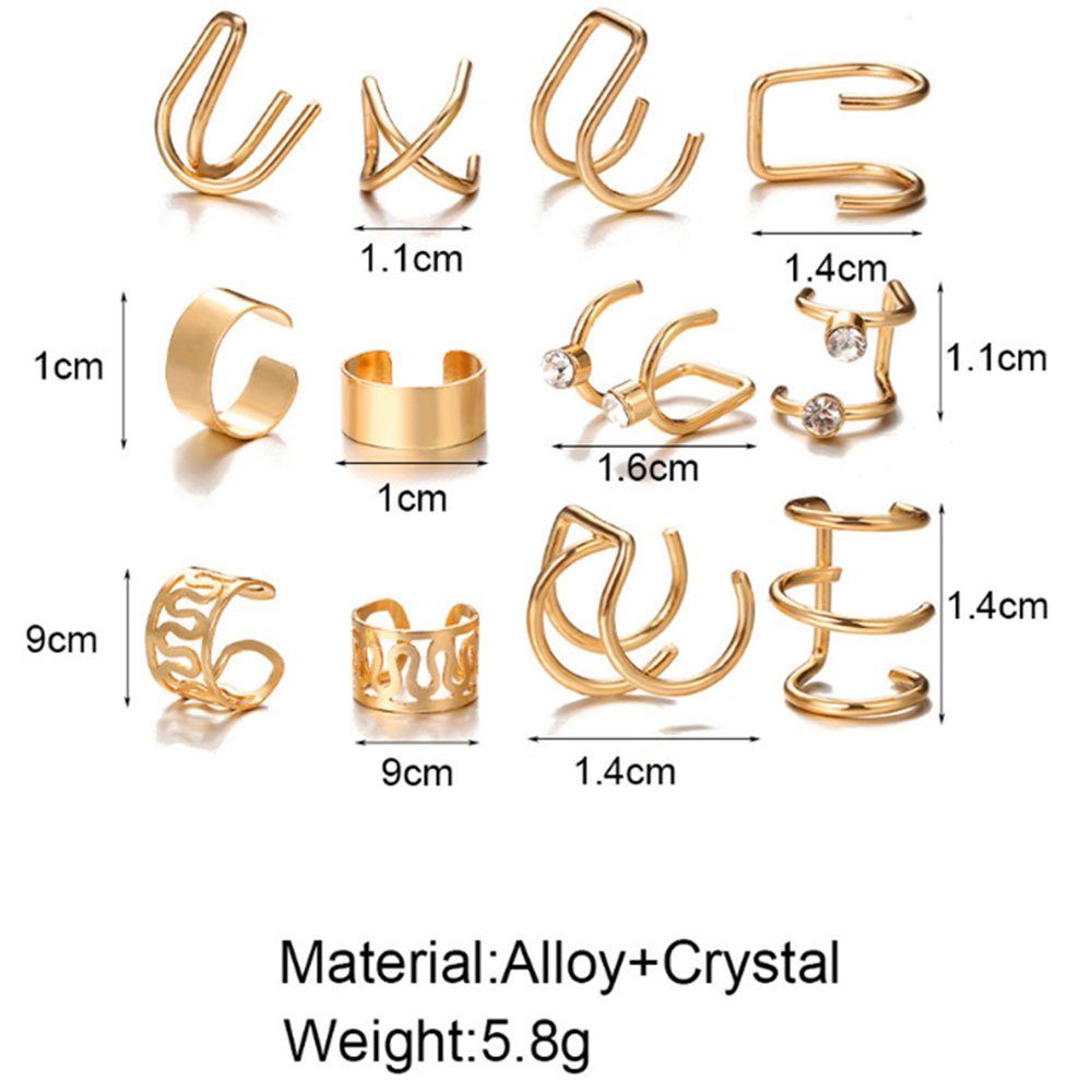 Personalisierbar, Nicht glod Ohrclip-Set Modischer Exquisiter, Blusmart 7 Metall-Ohrclip,