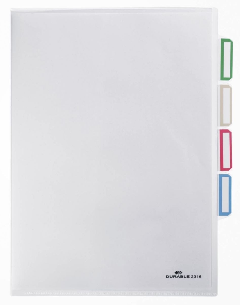 DURABLE Prospekthülle Organisationshüllen A4 3-fach geteilt transparent VE=5 Stück (5 Stück)