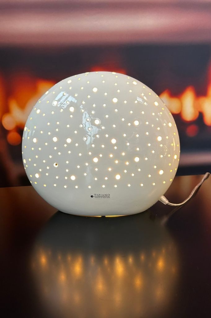 TIZIANO - DESIGN & EMOTIONS Dekofigur Lampe Mendini oval weiß creme