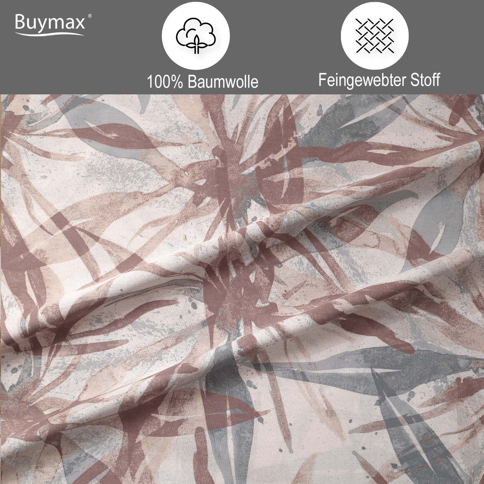 Buymax Bettwäsche Dorina, Bettgarnitur, Bettbezug Set, Renforce: 100% Baumwolle, 2 teilig, mit Reißverschluss, geblümt, Blumen, Beige Braun, 155x220 cm
