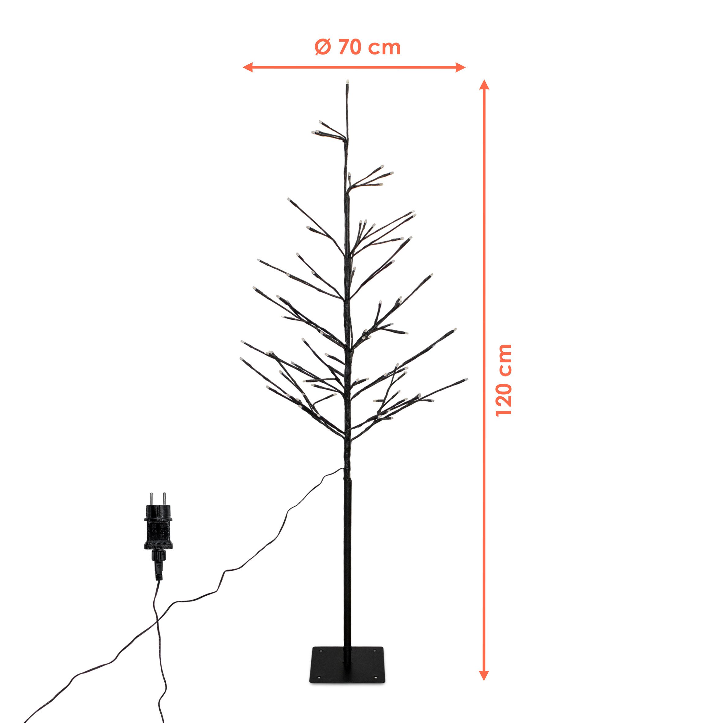 Spetebo LED Baum Deko für Außen und Innen 120 cm Höhe, Netzteil, LED fest integriert, gold, Weihnachts Dekobaum mit 80 LED beleuchtet