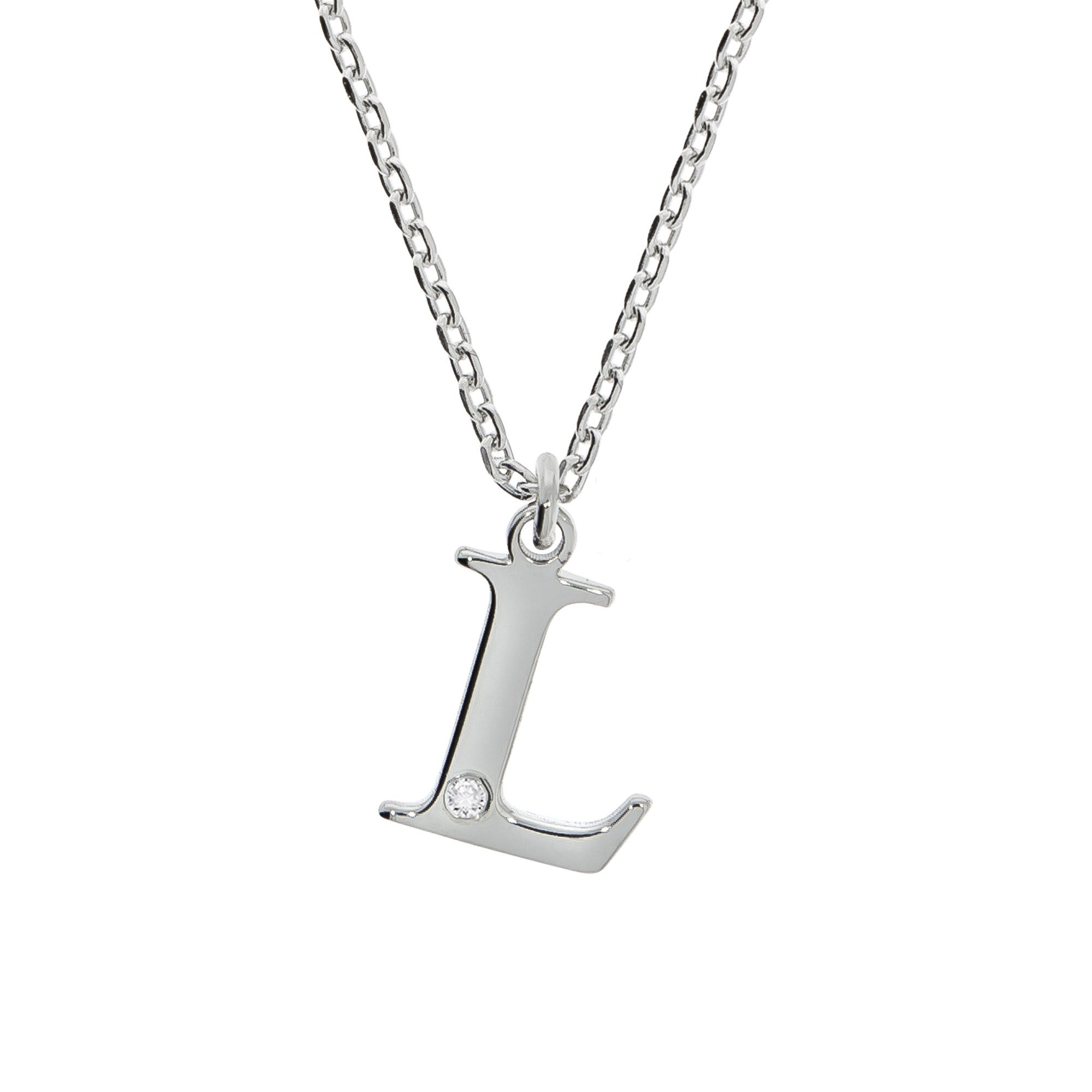 Diamonds by Ellen K. Kette mit Anhänger Silber 925 mit 1x Diamant 0,008ct. Buchstabe L