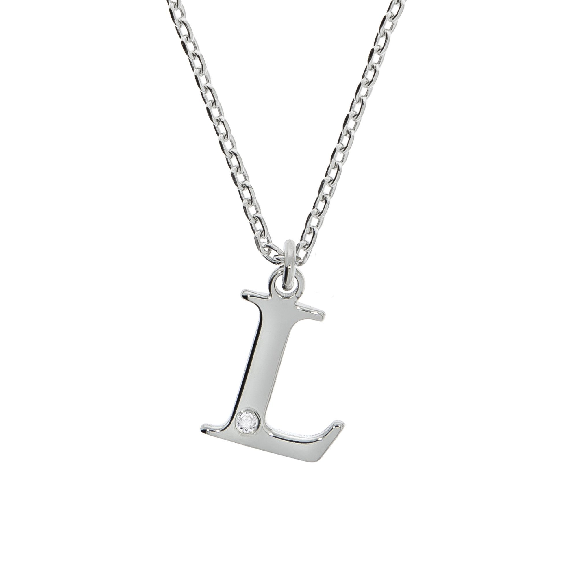 Silber Anhänger 0,008ct. Buchstabe L Diamonds Kette Diamant Sterling 925/- by K. Ellen mit