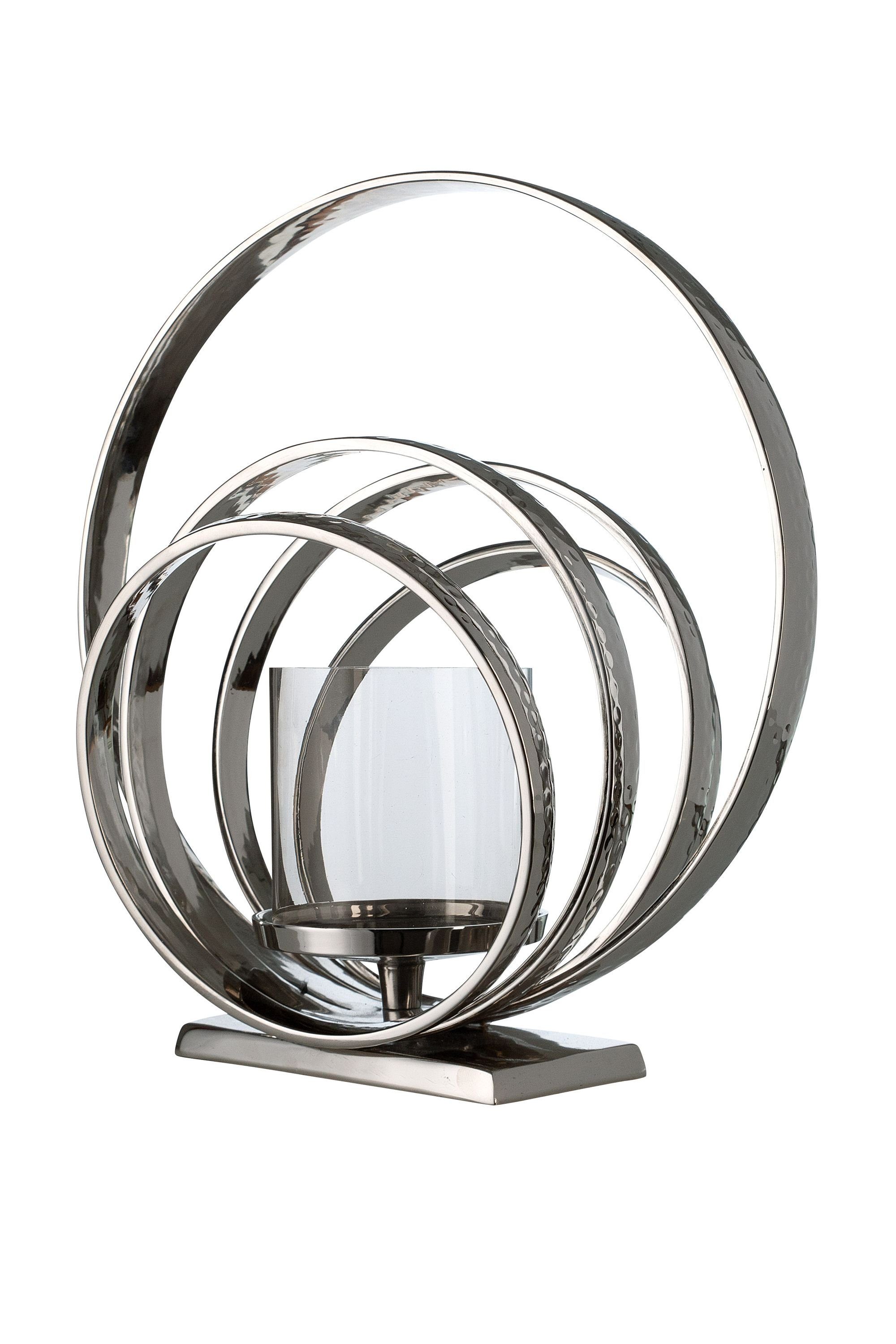 GILDE Kerzenhalter Ringe (1 St), Kerzenleuchter aus Aluminium, Höhe ca. 46  cm, Maße: H.46cm x B.44cm x