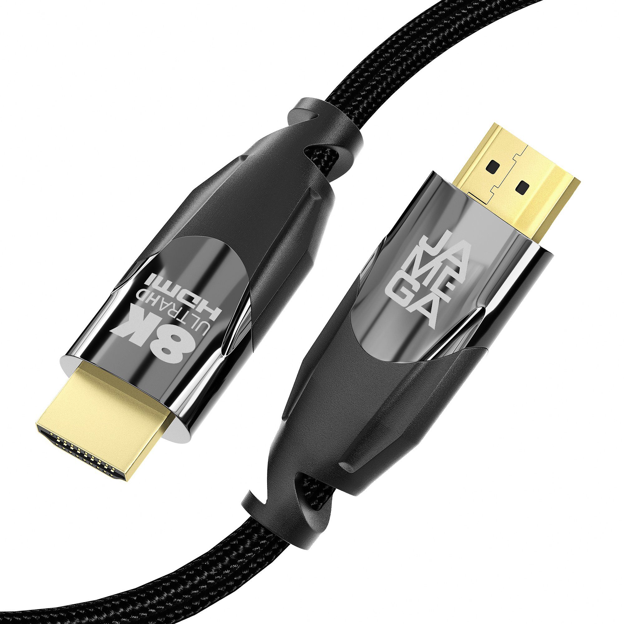 JAMEGA Premium HDMI 2.1 Ultra High Speed Kabel 8K 48Gbit eARC HDR10+ Ethernet HDMI-Kabel, HDMI 2.1, HDMI Typ-A-Stecker auf HDMI Typ-A-Stecker (100 cm)