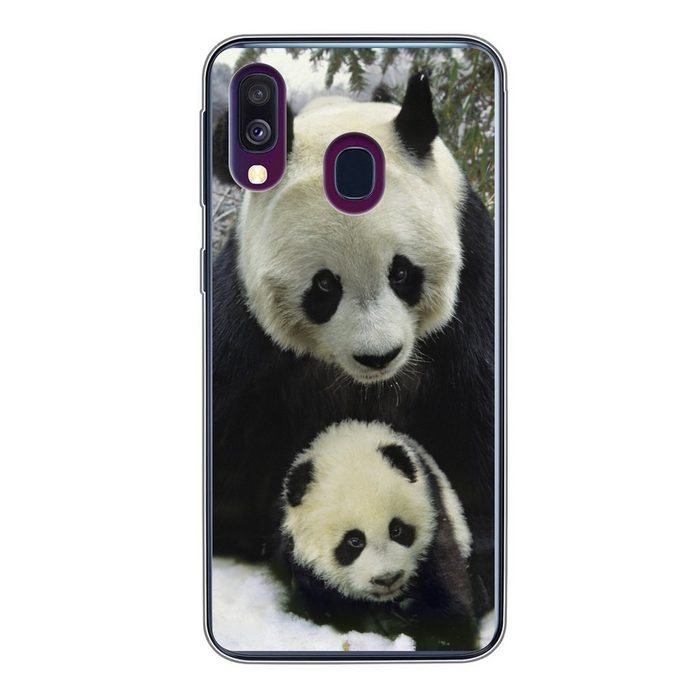 MuchoWow Handyhülle Panda - Jungtier - Schnee Handyhülle Samsung Galaxy A40 Smartphone-Bumper Print Handy