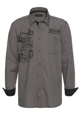 Man's World Langarmhemd mit kontrastfarbenem Print