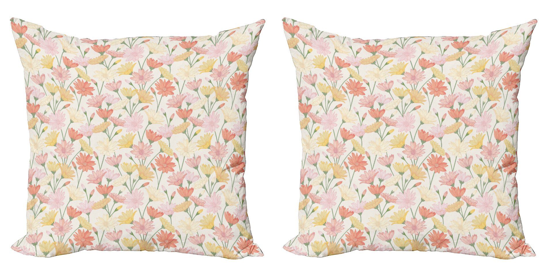 Kissenbezüge Modern Accent Doppelseitiger Digitaldruck, Abakuhaus (2 Stück), Gänseblümchen Romantische Vintage Blumen | Kissenbezüge