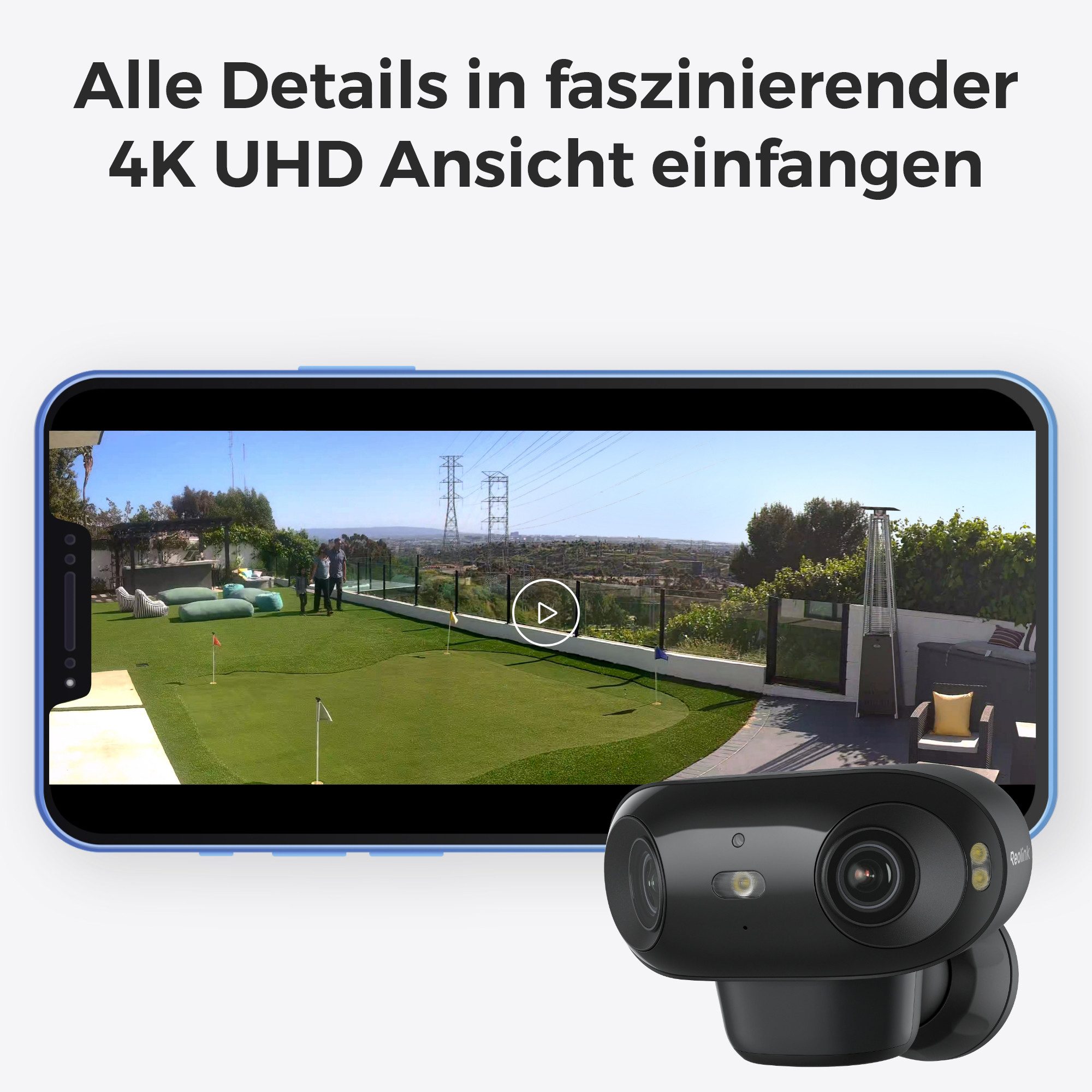 Reolink Argus 4 Pro + Solarpanel 2 4K 180°-Ansicht Akkukamera 2,4/5GHz Wi-Fi Securitycam (4K, ColorX-Nachtsicht, Außen-Sicherheitskamera)