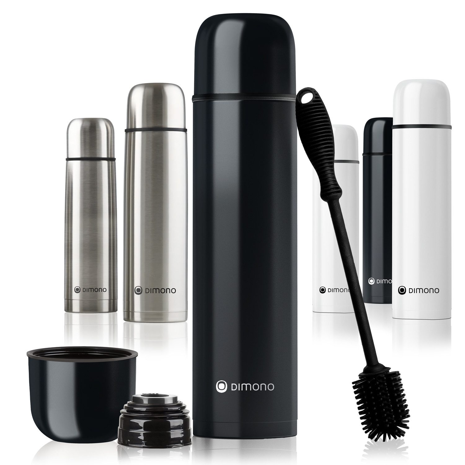 Goods+Gadgets Thermoflasche Edelstahl-Isolierflasche 500/1000ml – Thermosflasche mit Druckknopf, doppelwandiger Thermobecher Isolierkanne