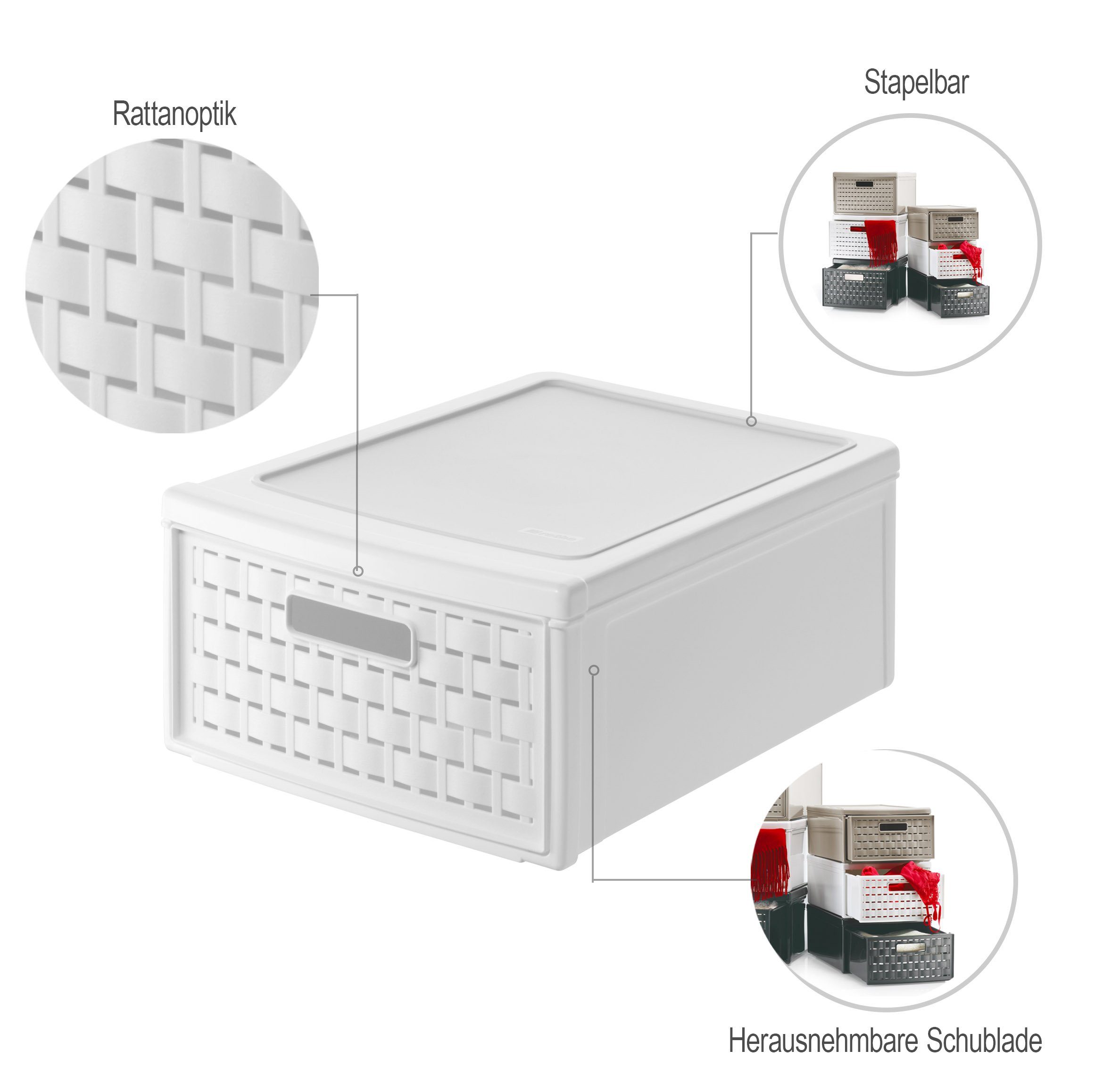 ROTHO Aufbewahrungsbox Country Schubladenbox 8.3l Schub in Rattan-Optik, Kunststoff (PP)