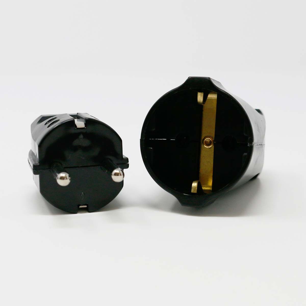 world-trading-net Euroflachstecker SET Standard Stecker & Kupplung schwarz, 250V/16A