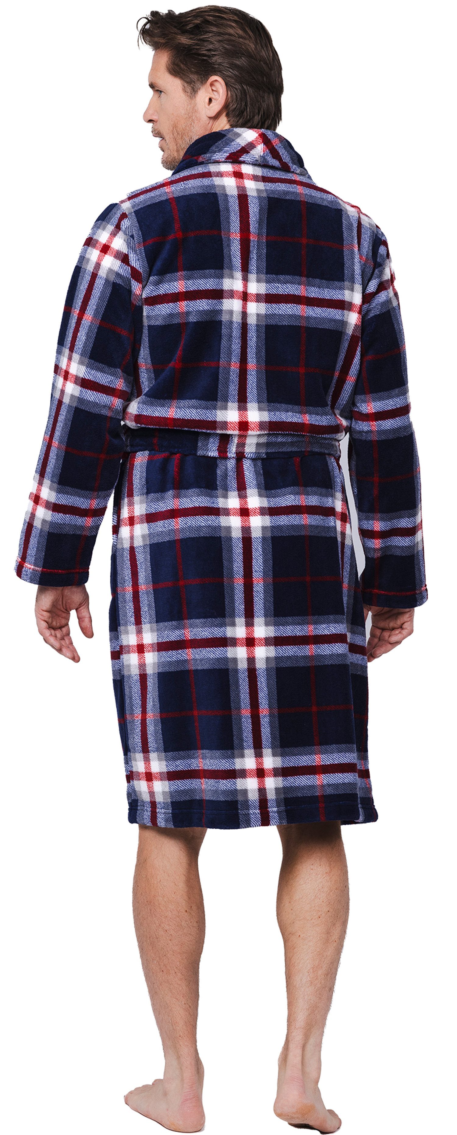 Pastunette Herrenbademantel Kuscheliger Herren Morgenmantel, Midi, Polyester, Schalkragen, Gürtel, Modisches Design