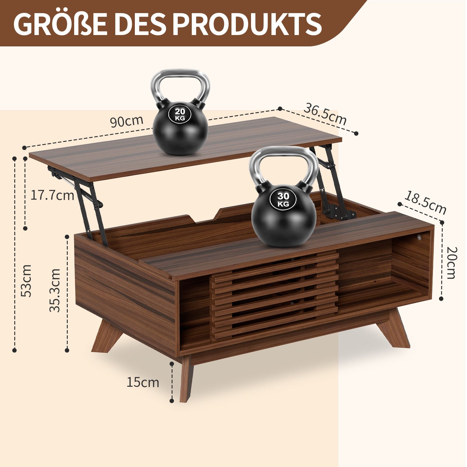 TWSOUL Couchtisch Höhenverstellbarer, versteckter Stauraum mit günstig online kaufen