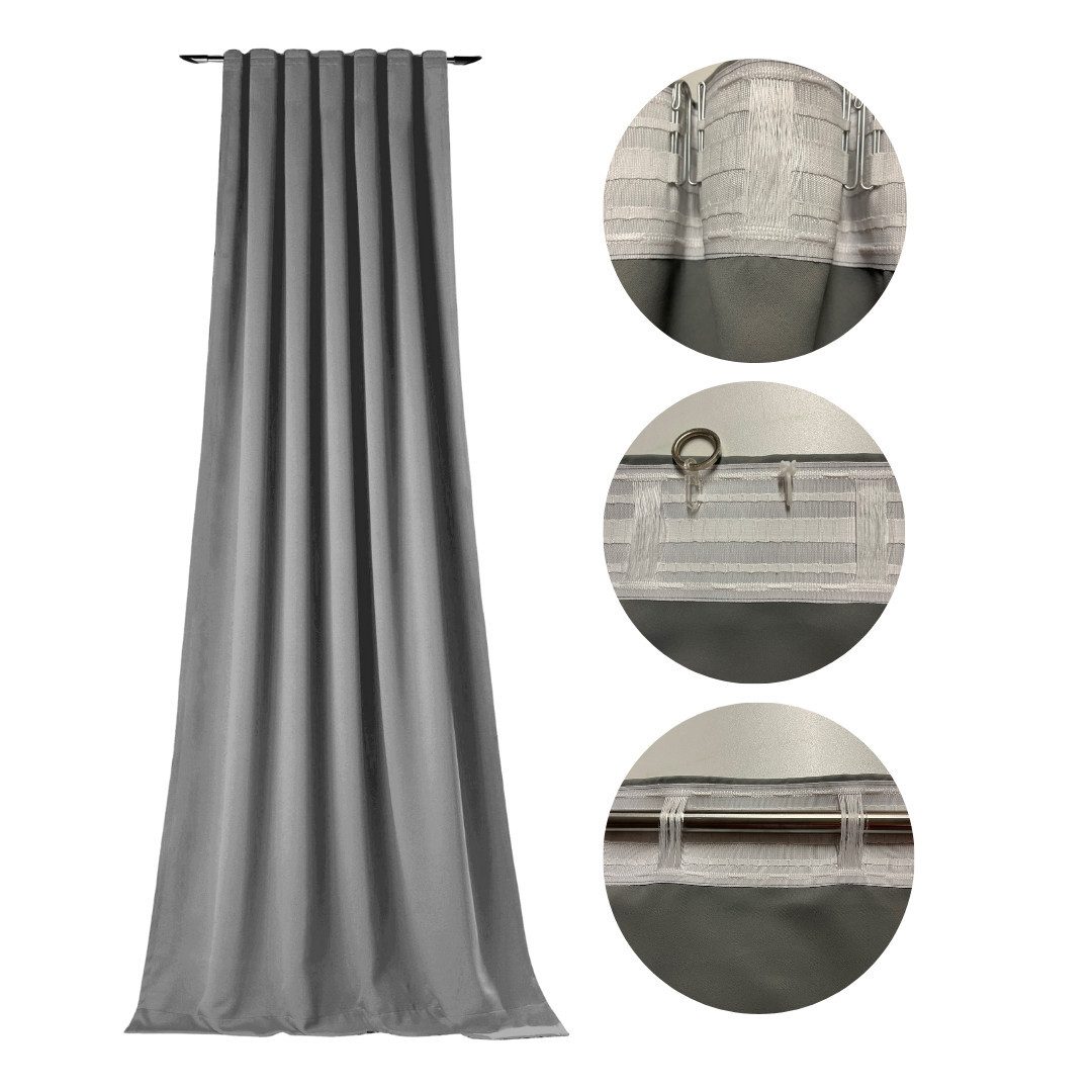novumfix Verdunkelungsvorhang Sunout/70 grau KombiBand XXL günstig online kaufen
