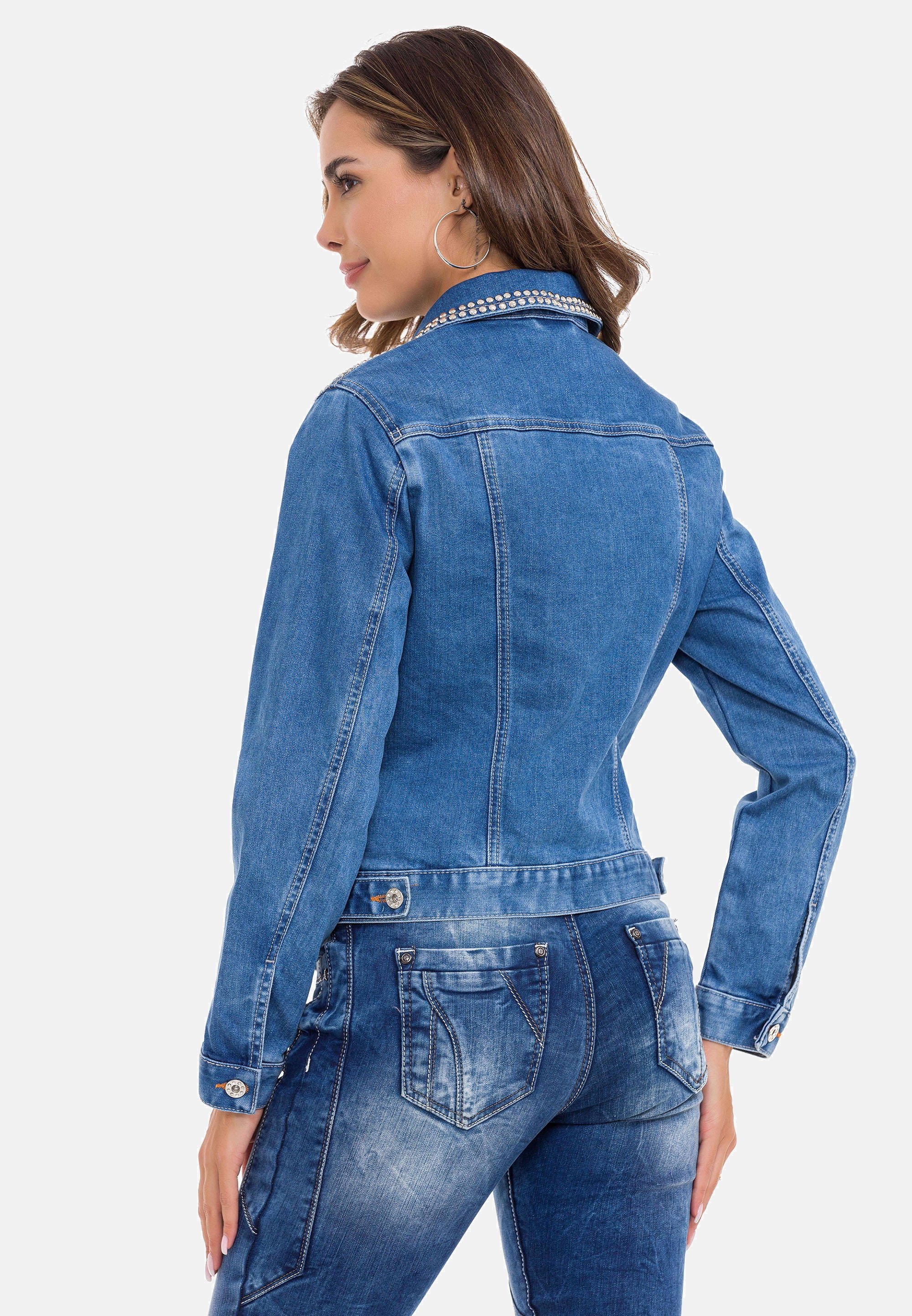 Cipo & Baxx Jeansjacke Nieten-Details blau modernen mit
