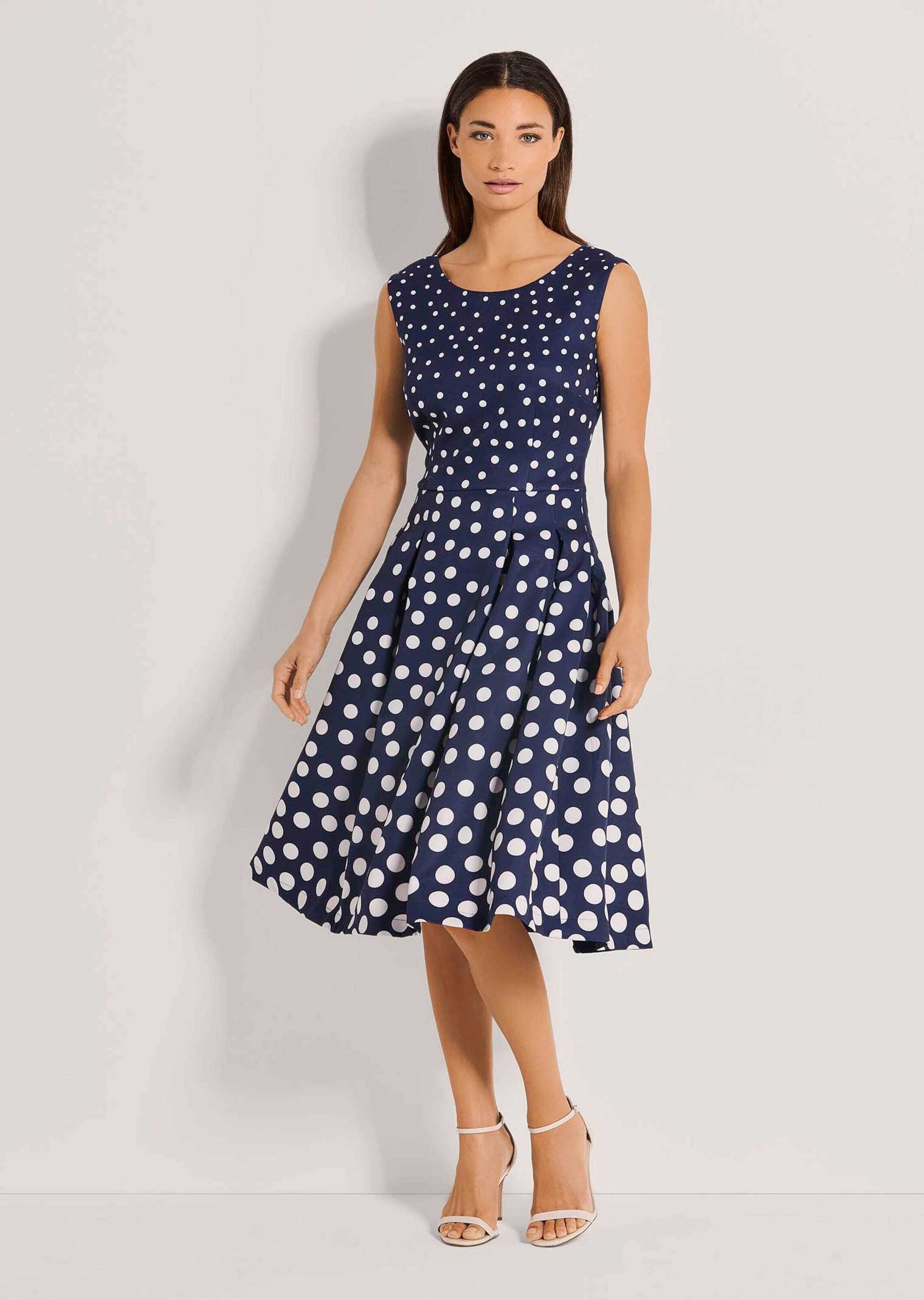 MADELEINE Midikleid Kurzarm Tupfenkleid in Midilänge Ärmelloses Design mit günstig online kaufen