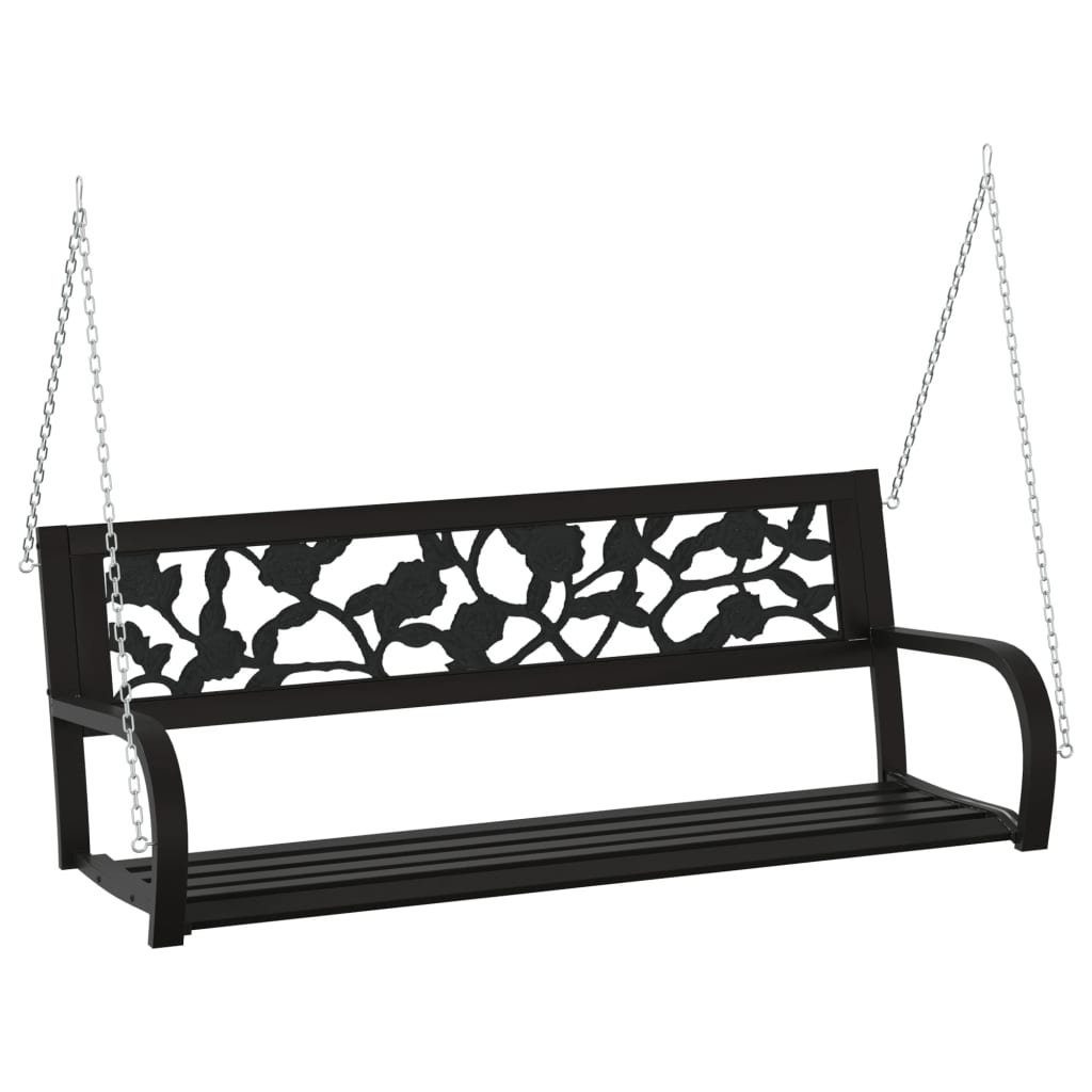 vidaXL Gartenbank Hollywoodschaukel 125 cm Stahl und Kunststoff Schwarz (1-St)