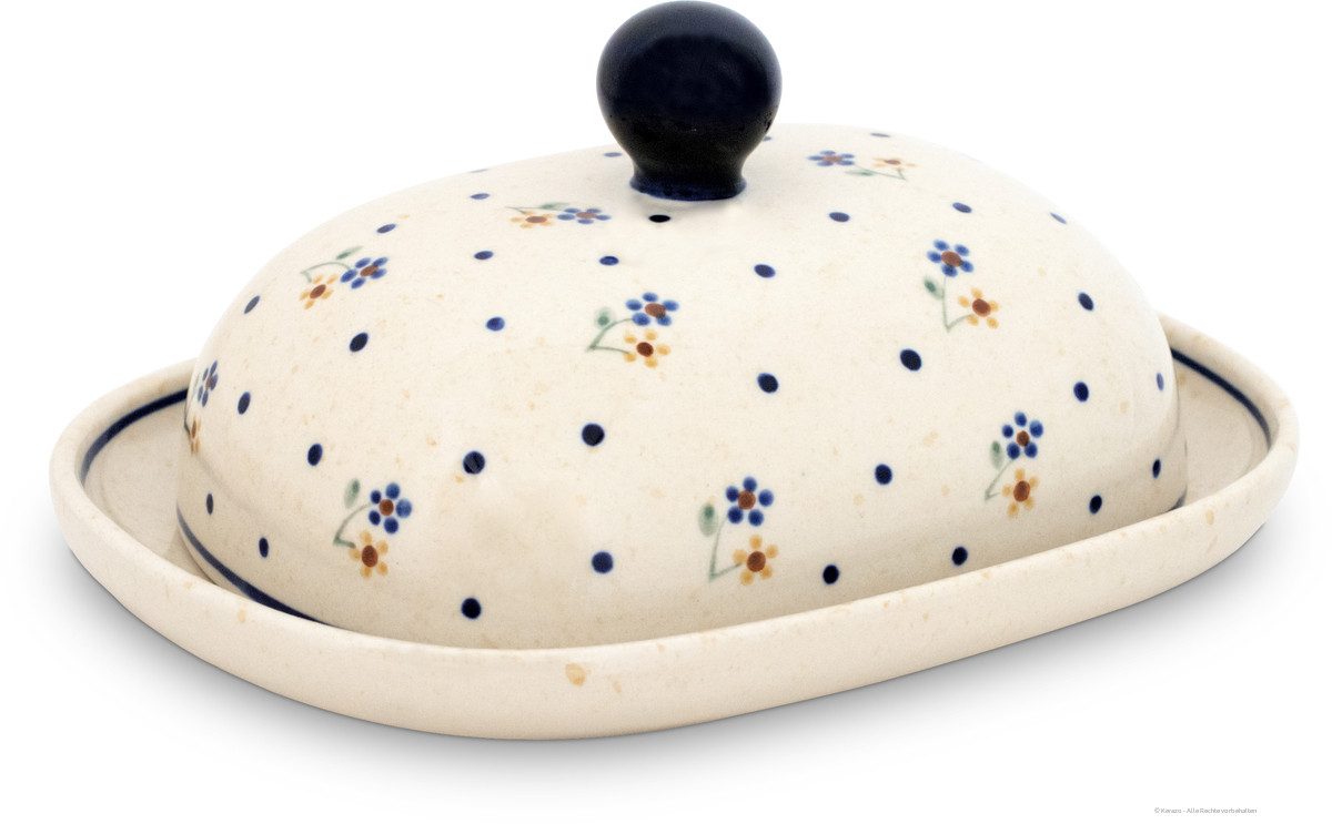 Bunzlauer Keramik Butterdose Bunzlauer Keramik Butterdose oval für 250g (1 Stück Butter) Dekor 111, Keramik
