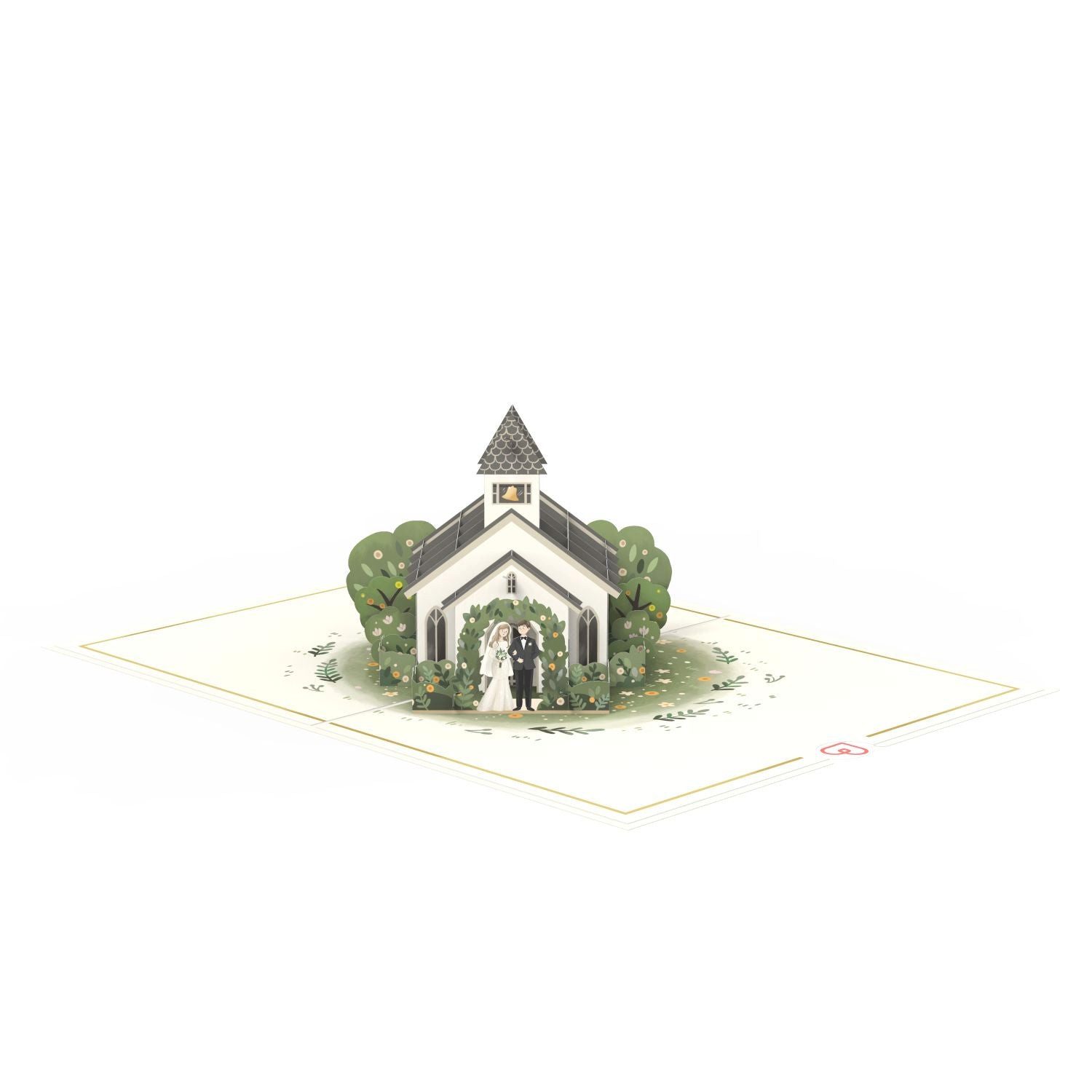 papercrush Hochzeitskarte Glückwunsch zur Hochzeit, Hochzeitskapelle Pop-Up Karte, Handgemacht