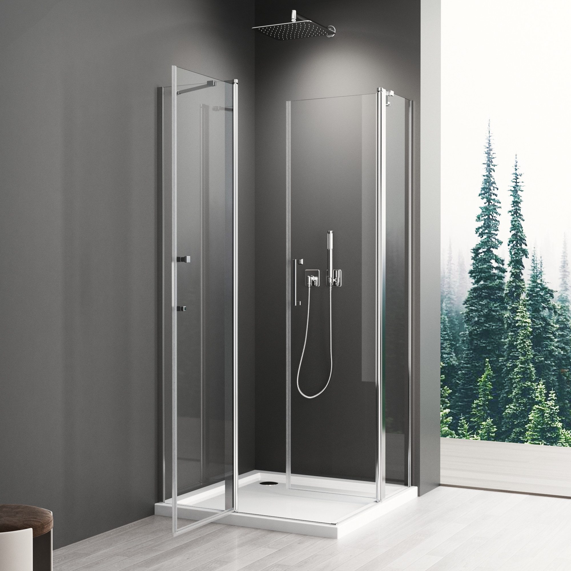 Boromal Eckdusche Eckeinstieg Duschkabine 75-120 cm günstig online kaufen