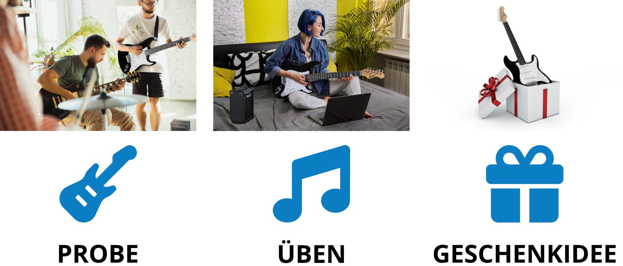 McGrey E-Gitarre Rockit elektrische Gitarre, ST-Style, Komplettset 4/4, 8-St., inkl. Verstärker, Tasche, Stimmgerät, Plektren, Gurt und Kabel, 10 Watt (RMS) Gitarrenverstärker inklusive!