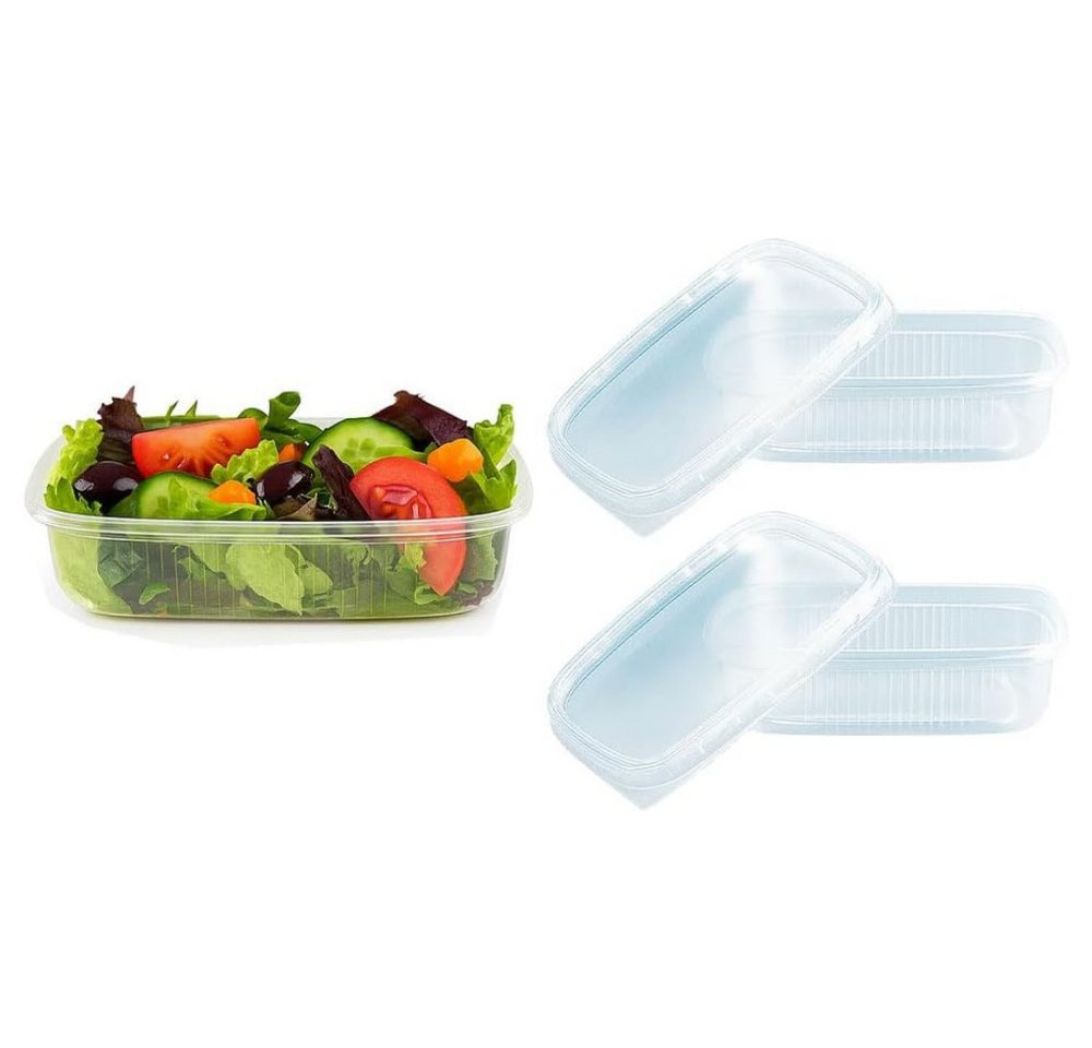 Lauroo Schale Feinkostbecher mit Deckel 125ml, Rechteckig, transparent - 50 Stück, (50-tlg)
