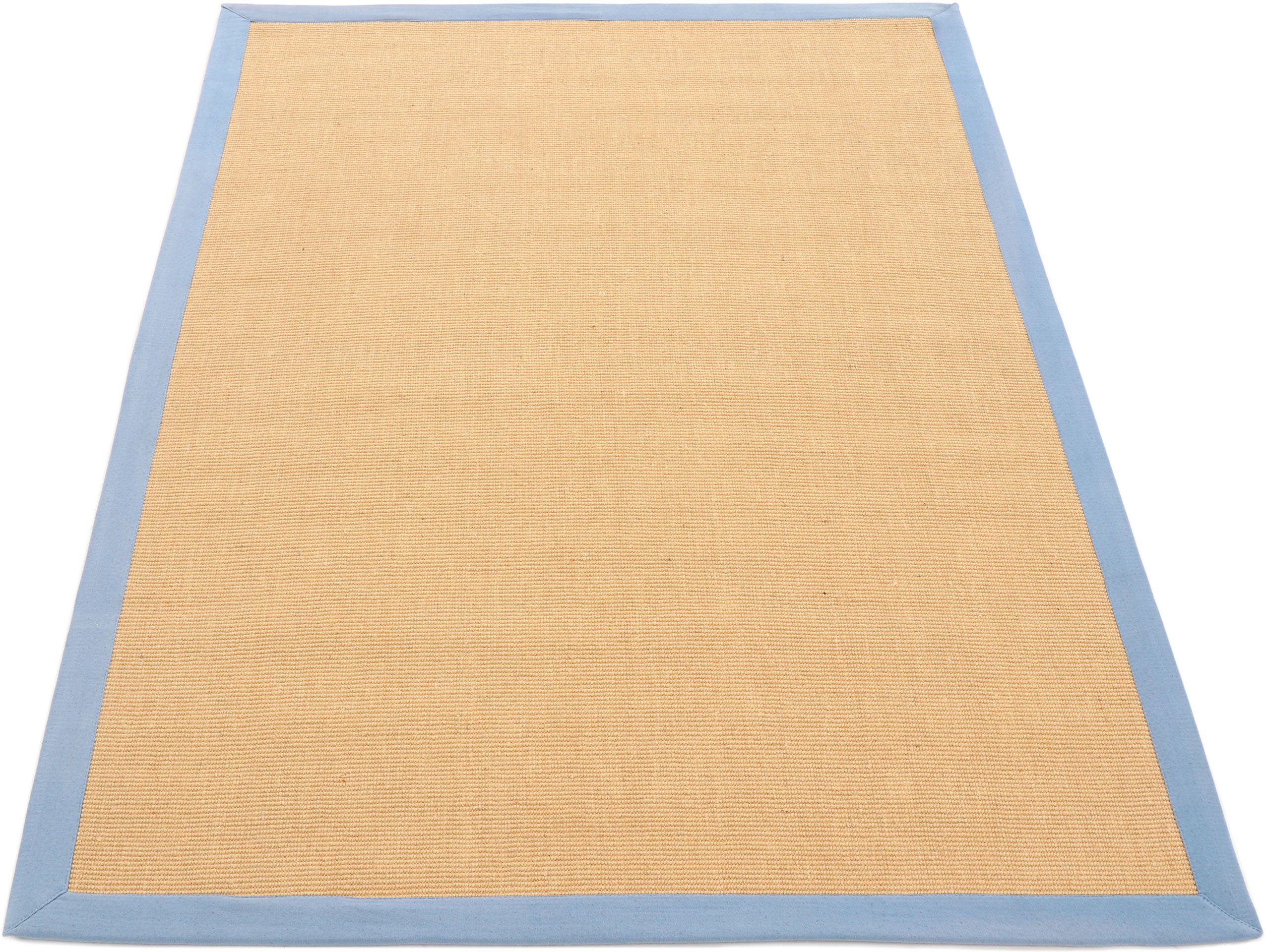 rechteckig, Sisalteppich 5 carpetfine, Bordüre, farbiger Rückseite Rutsch Sisal, mit mm, Anti Höhe: