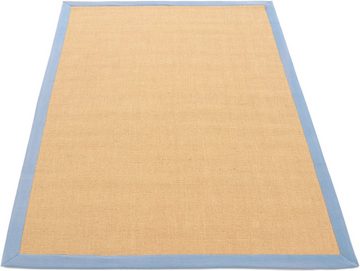 Sisalteppich Sisal, carpetfine, rechteckig, Höhe: 5 mm, mit farbiger Bordüre, Anti Rutsch Rückseite