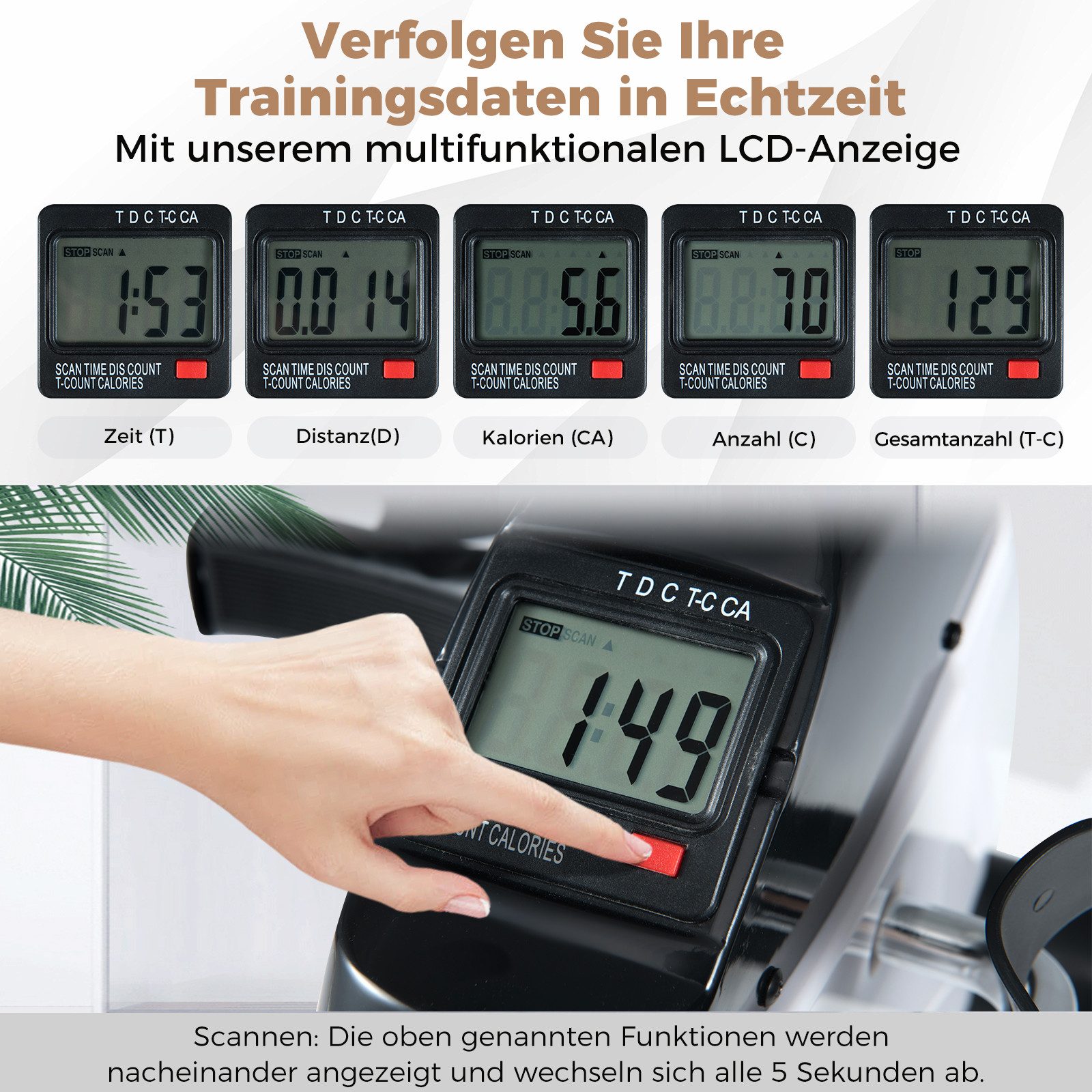 COSTWAY Mini-Stepper, Mit LCD-Bildschirmanzeige für Arm- & Beintraining