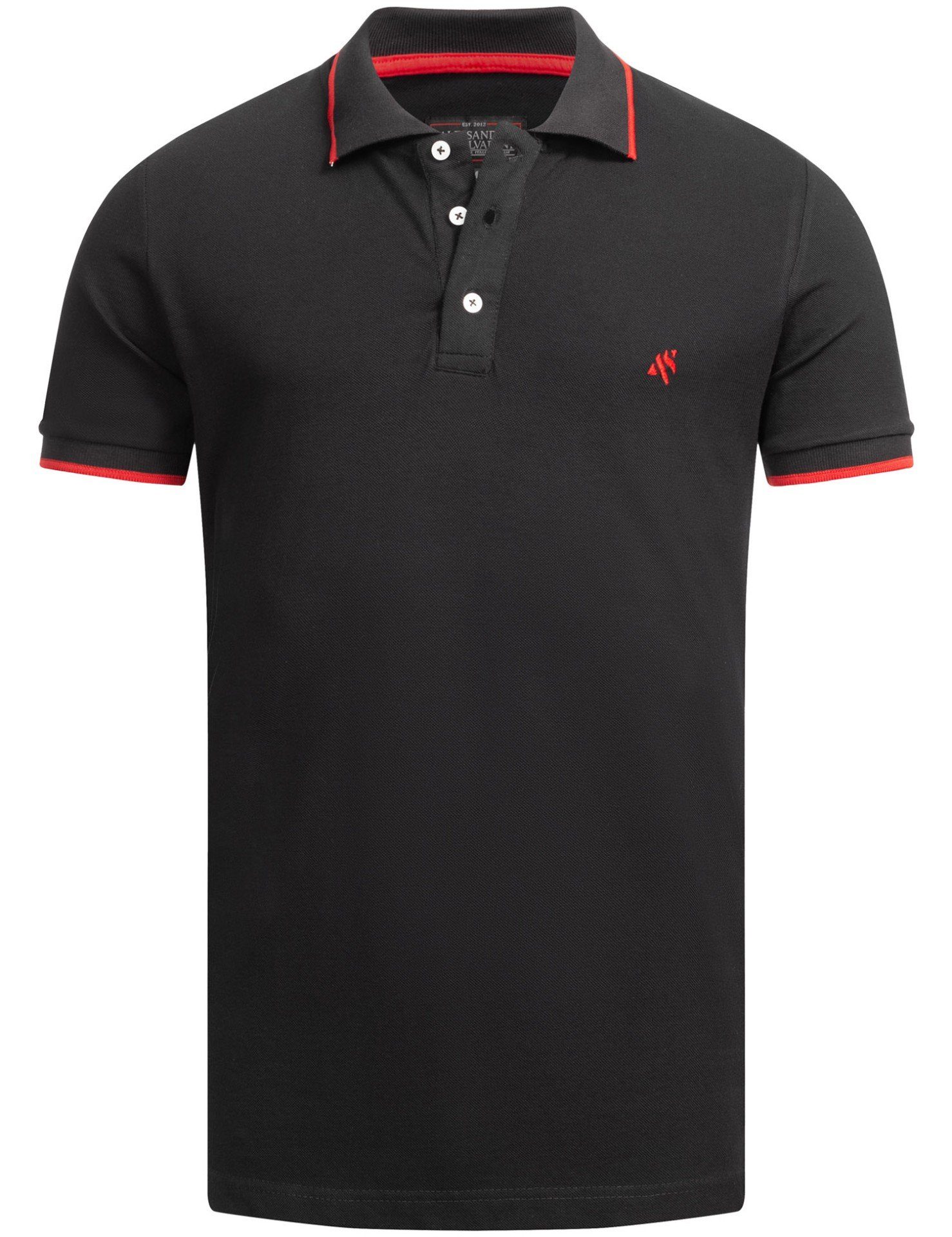 Alessandro Salvarini Poloshirt Herren Polo Shirt ASAdrianii mit gesticktem Alessandro Salvarini Logo schwarz