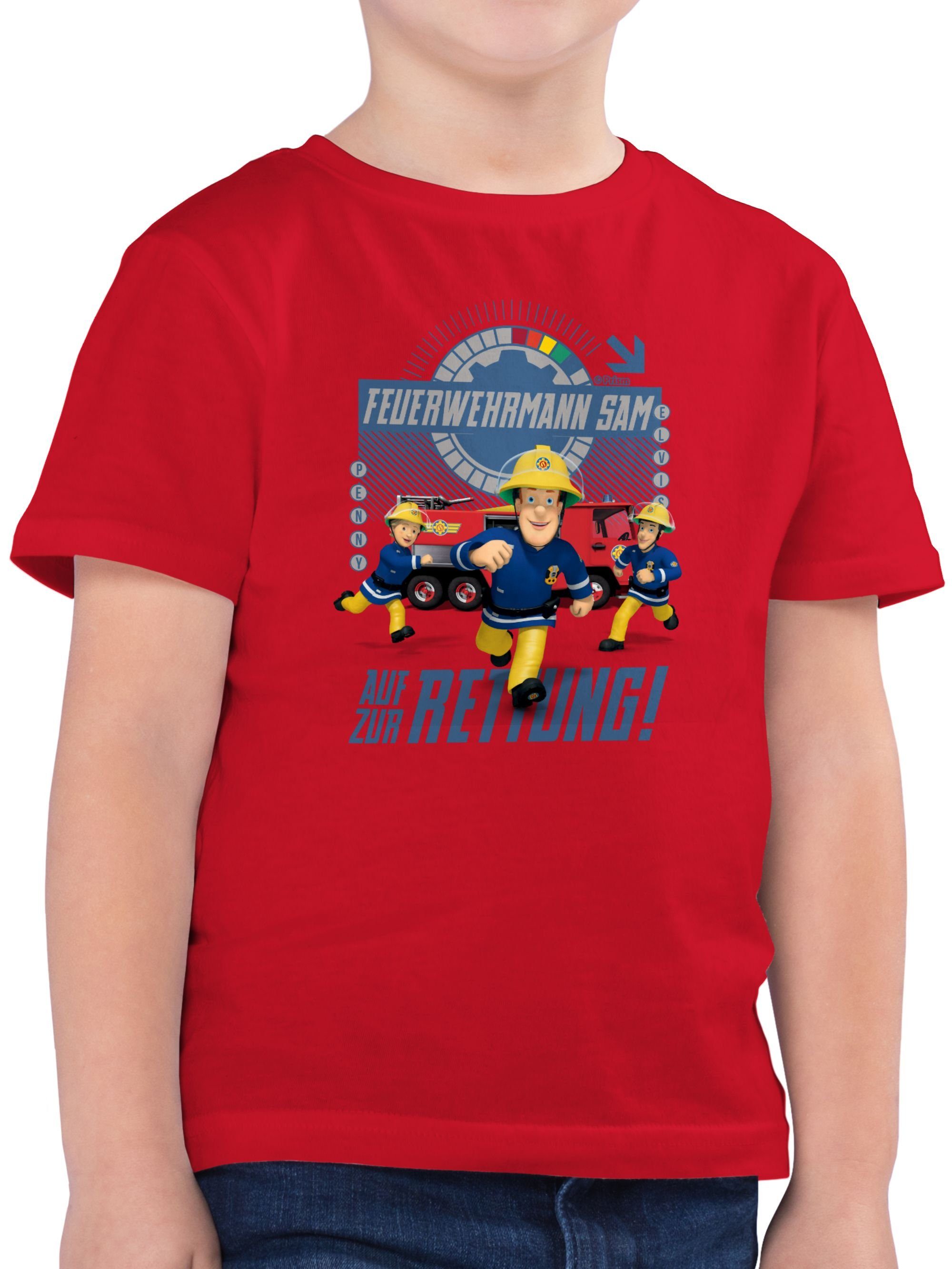 Shirtracer T-Shirt Auf zur Rettung Feuerwehrmann Sam Jungen 02 Rot