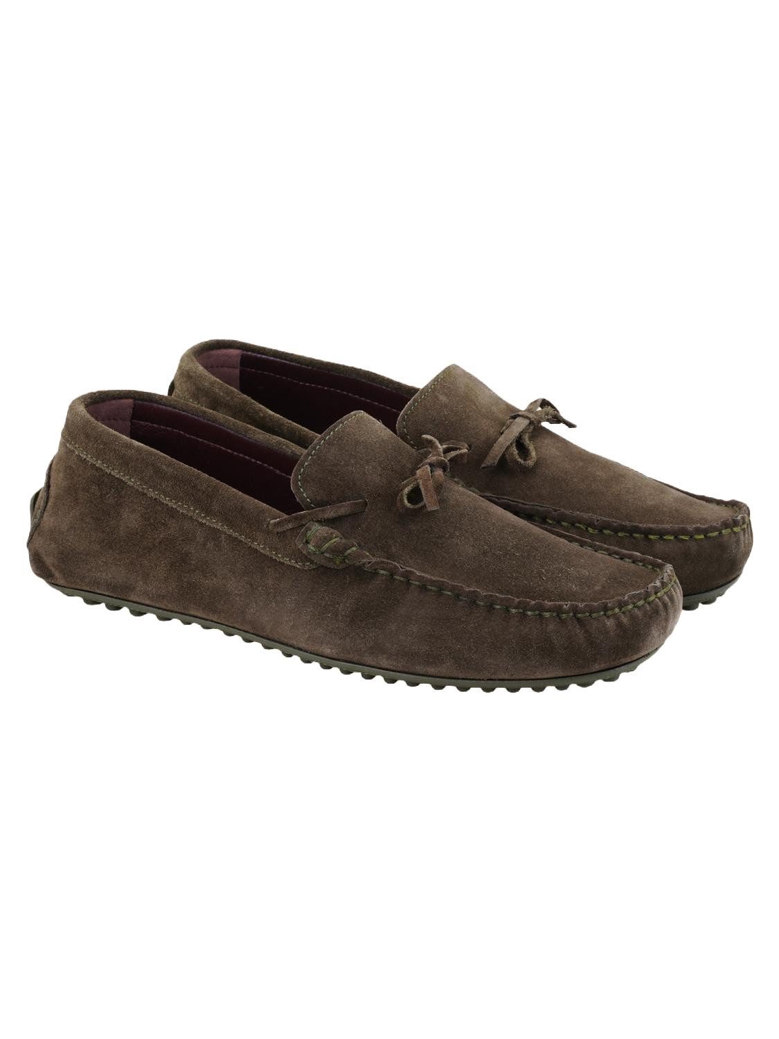 Herren-Slipper aus Wildleder – Lederfutter, Ledersohle, flacher Absat Loafer